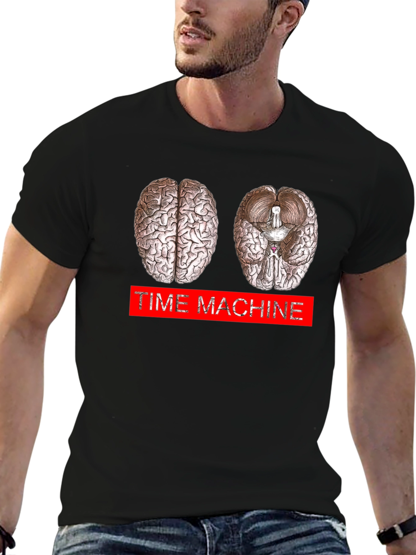 Time Machine Brain Graphic T-Shirt - Neurology Inspired
