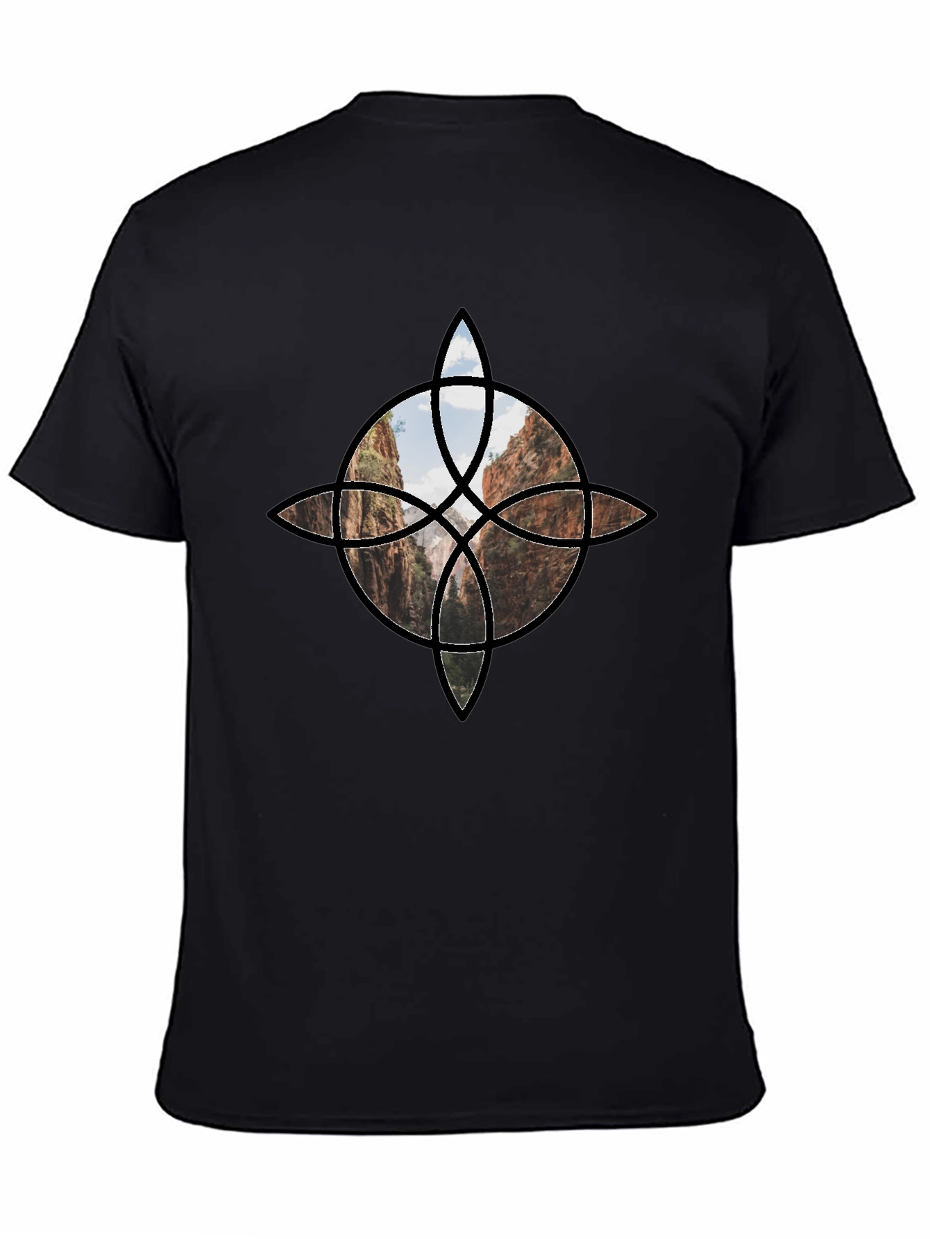 Geometric Canyon Design Black Tee