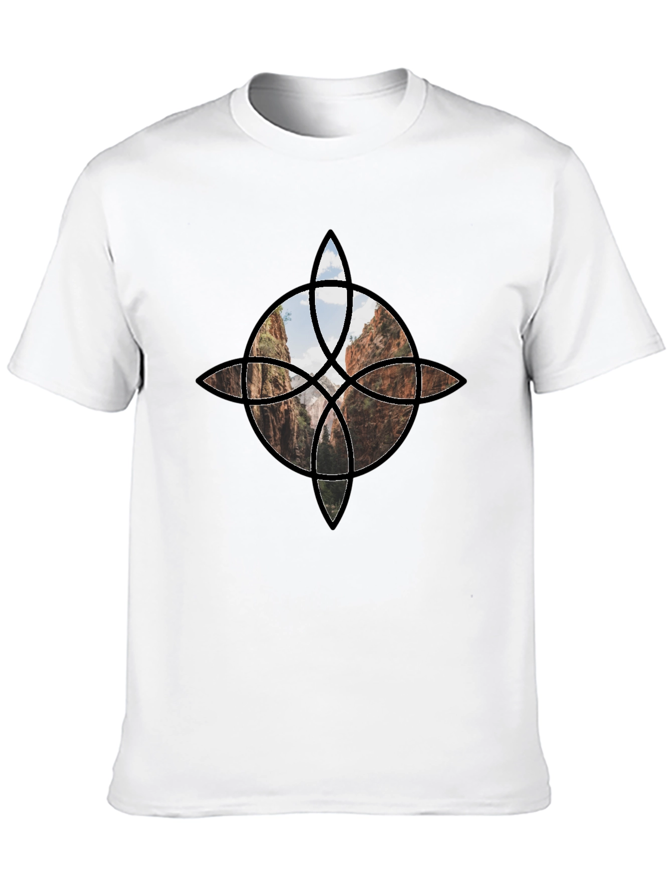 Geometric Canyon Design Black Tee