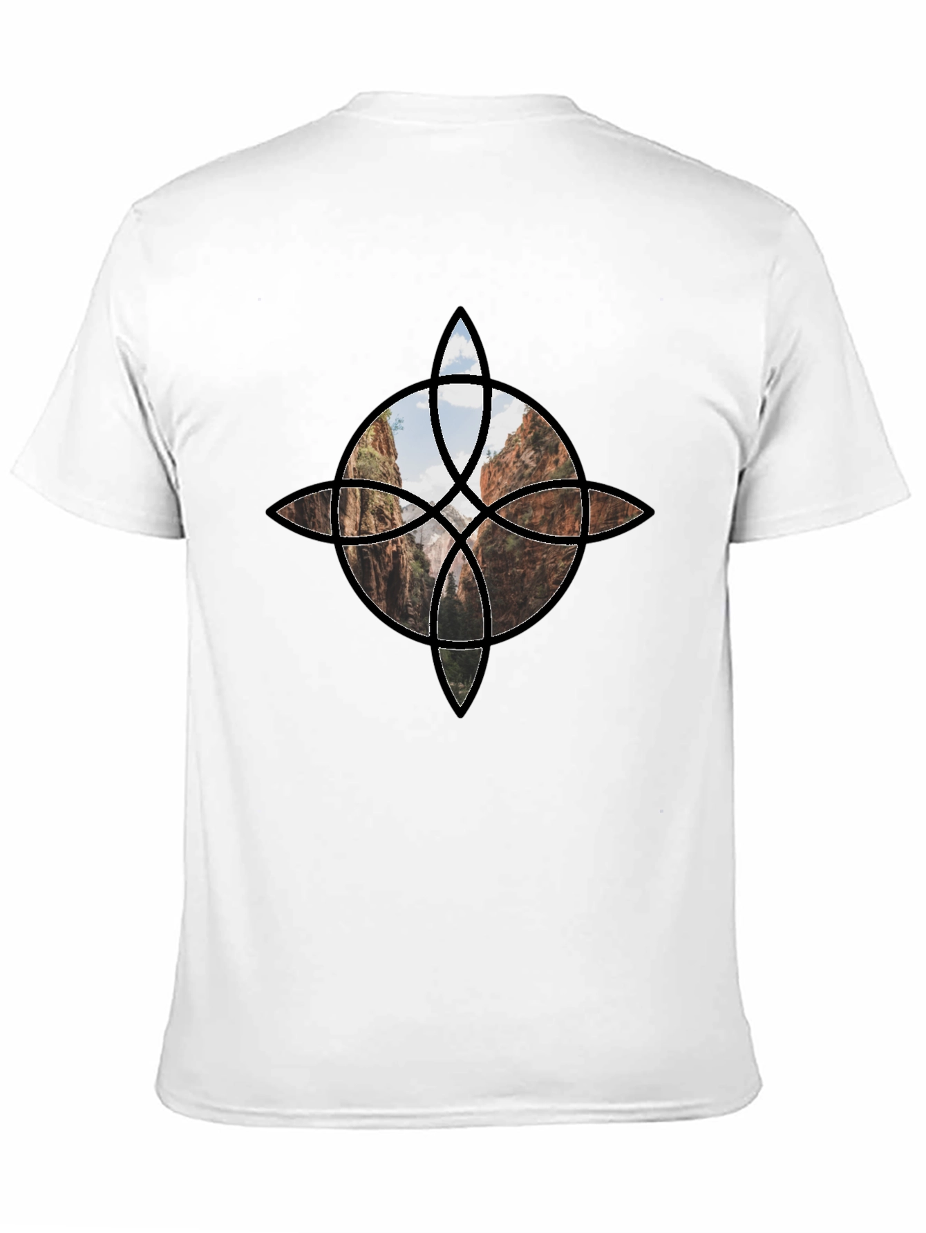 Geometric Canyon Design Black Tee