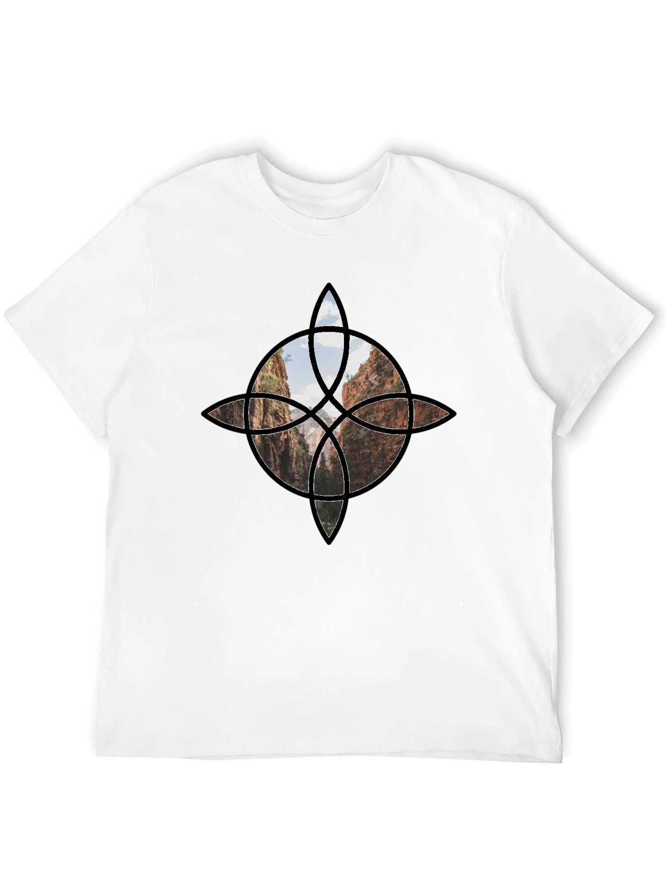 Geometric Canyon Design Black Tee