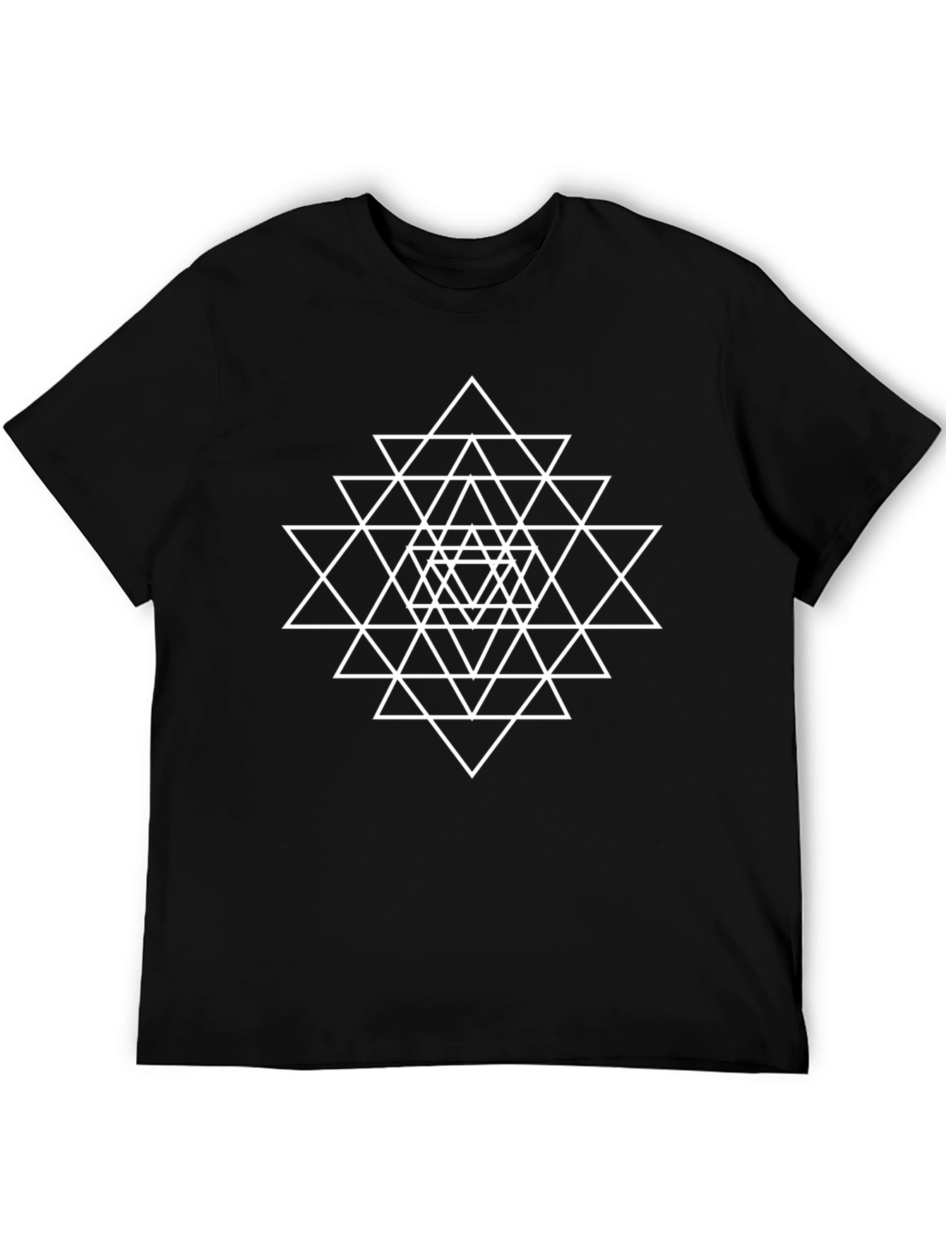 Geometric Triangle Design Black T-Shirt