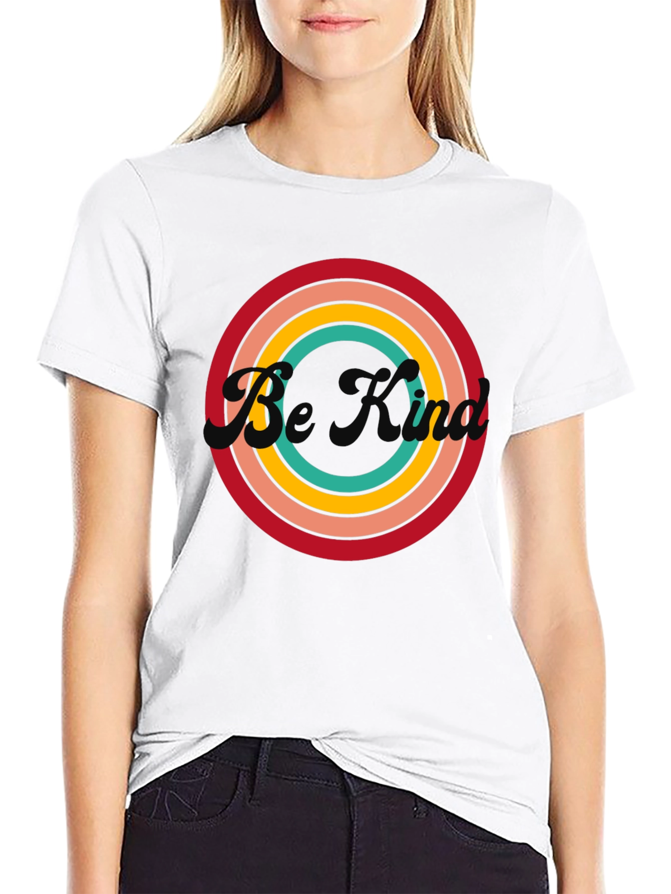 Be Kind Retro Circle Graphic Tee - Black