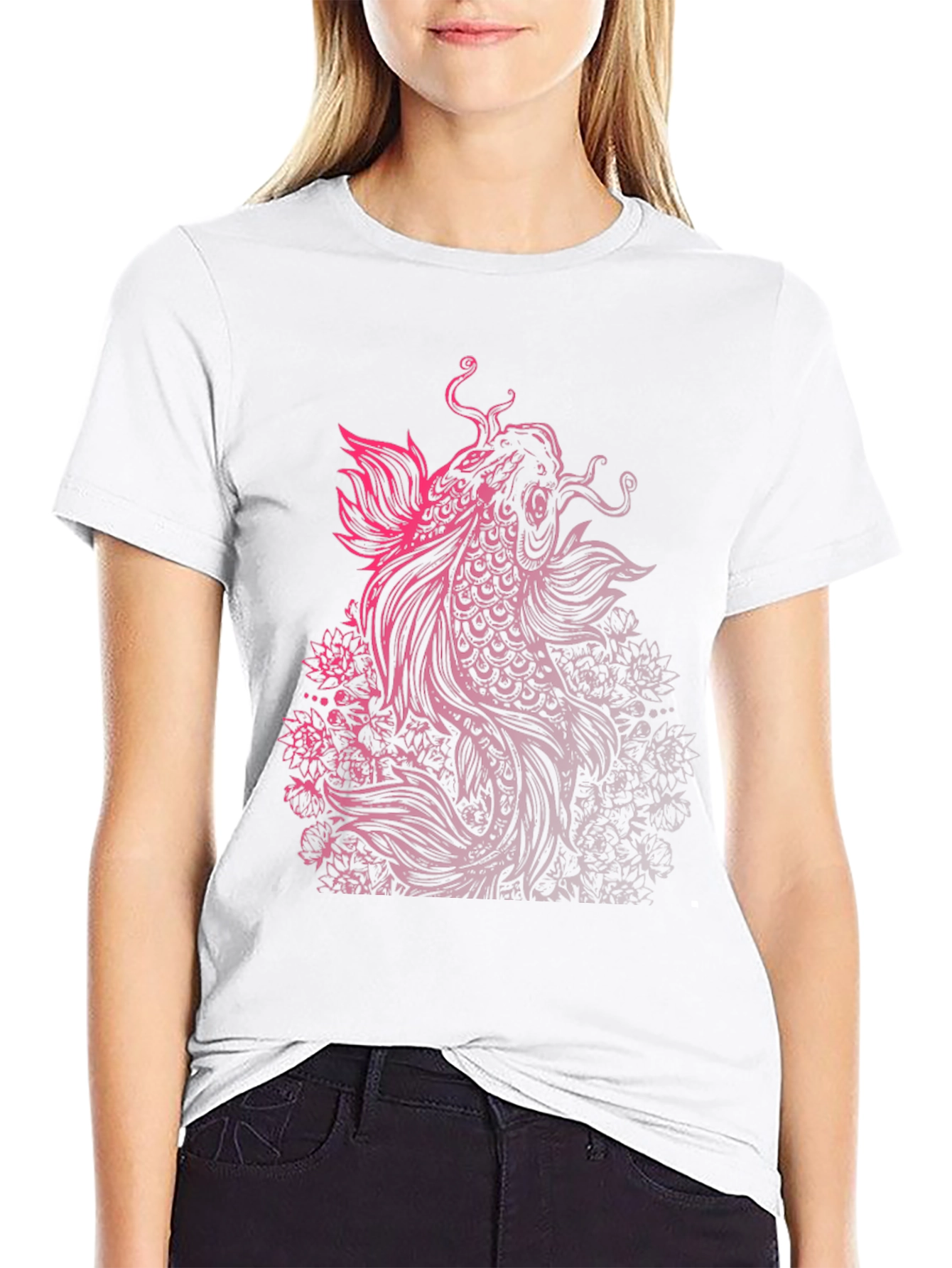 Koi Fish Graphic Tee - Black