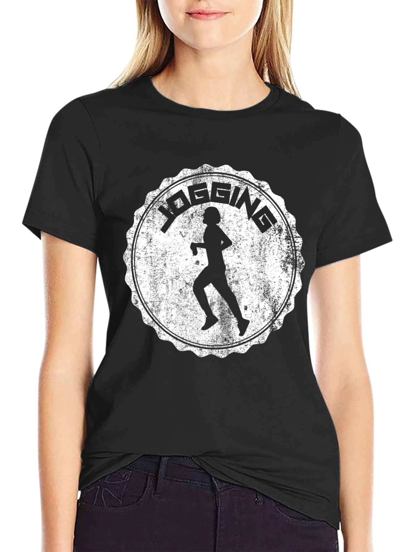 Jogging Graphic T-Shirt - Mens Black Tee