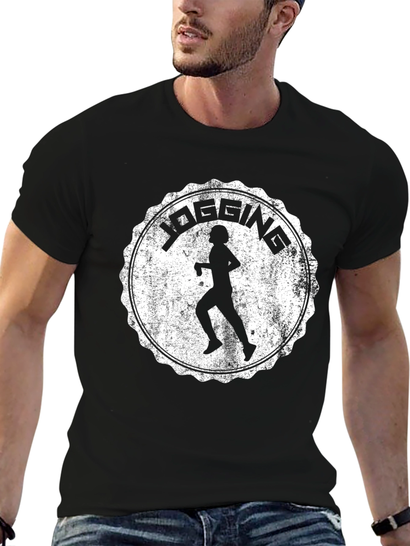 Jogging Graphic T-Shirt - Mens Black Tee