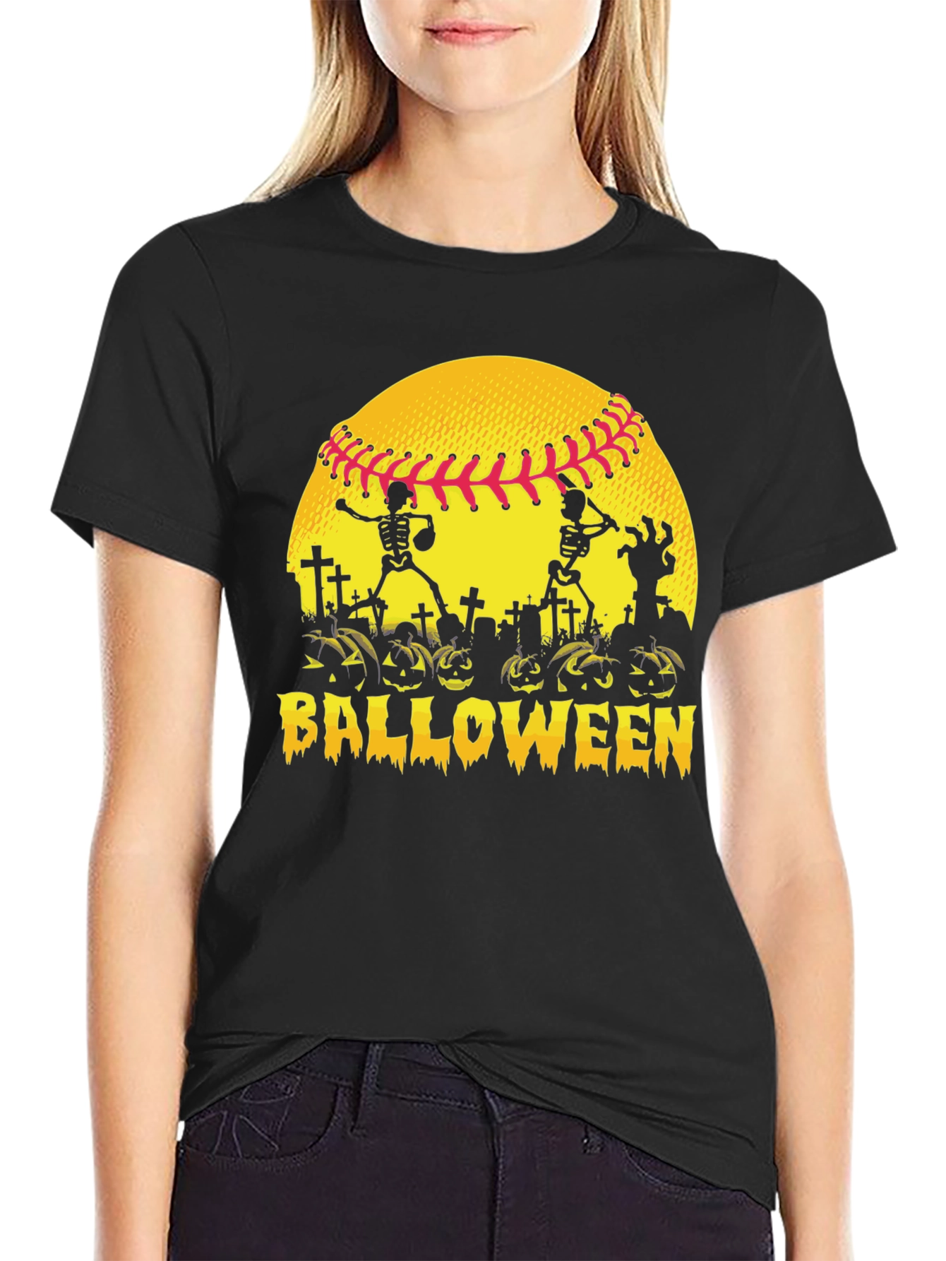 Halloween Baseball Skeleton T-Shirt