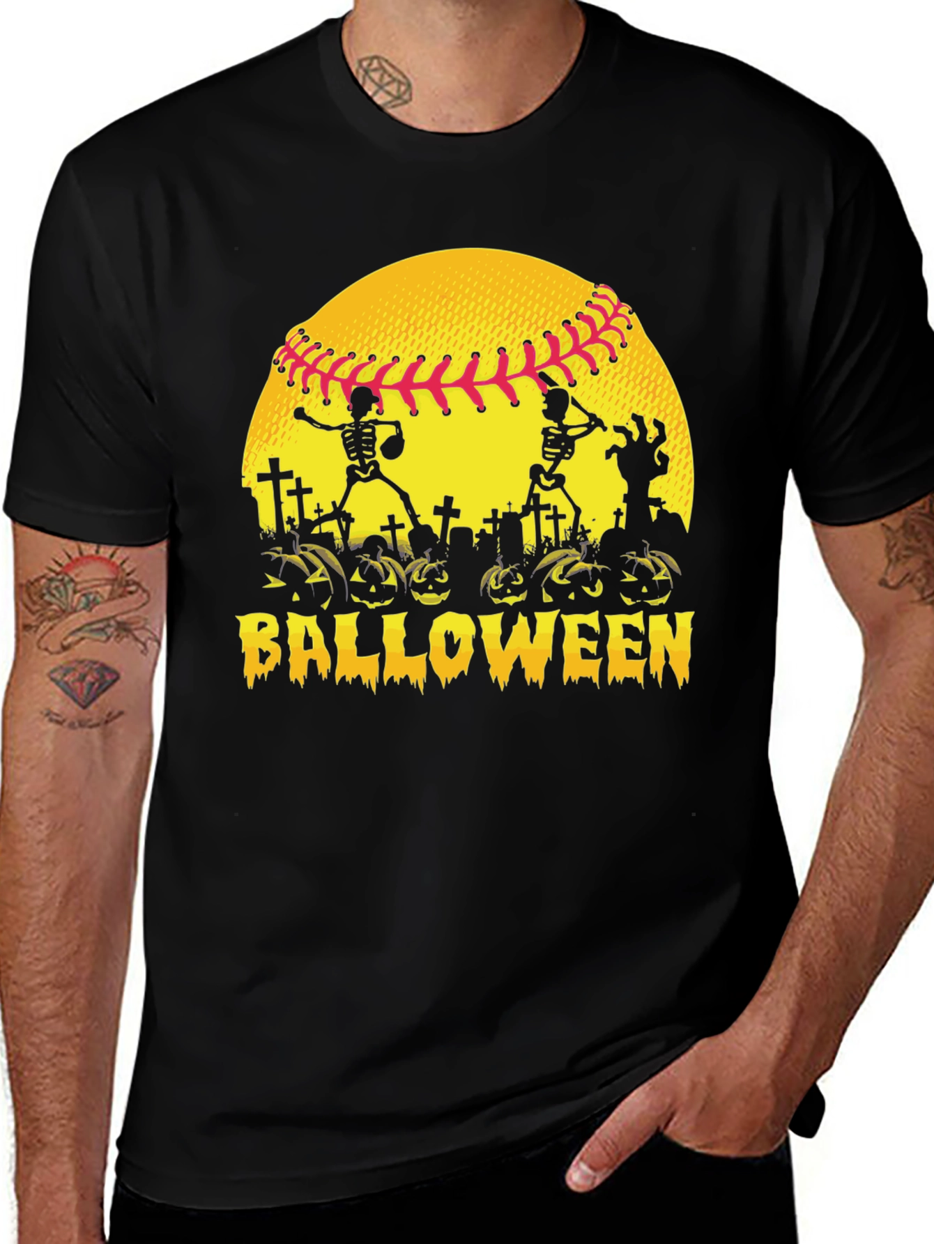 Halloween Baseball Skeleton T-Shirt