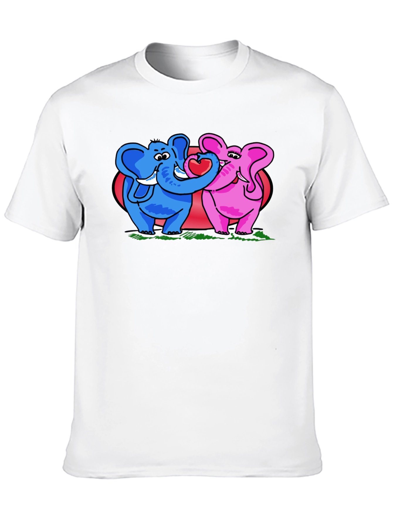 Elephant Love T-Shirt - Blue & Pink Elephants