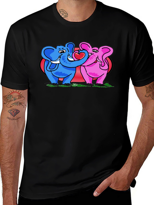 Elephant Love T-Shirt - Blue & Pink Elephants