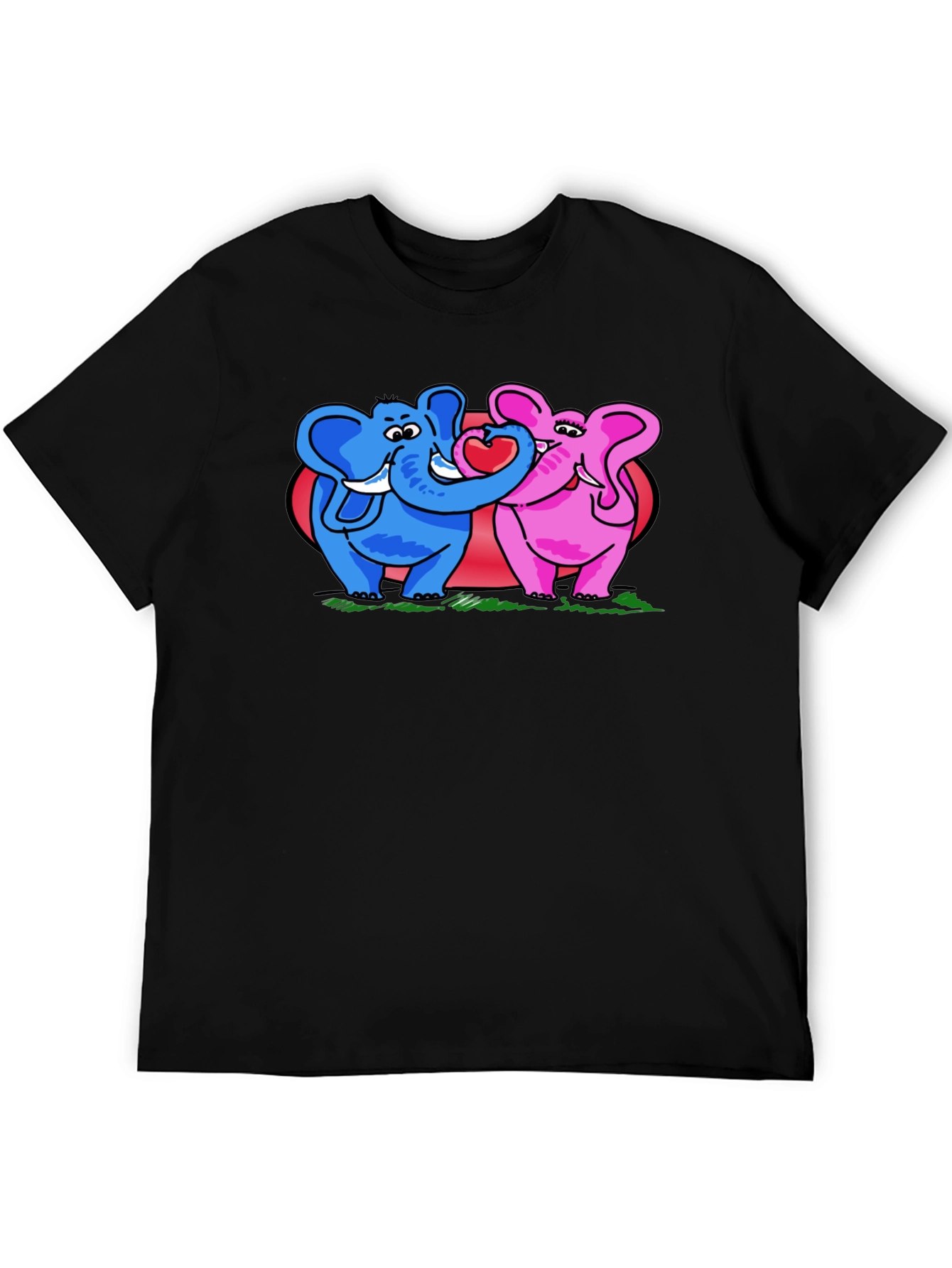 Elephant Love T-Shirt - Blue & Pink Elephants
