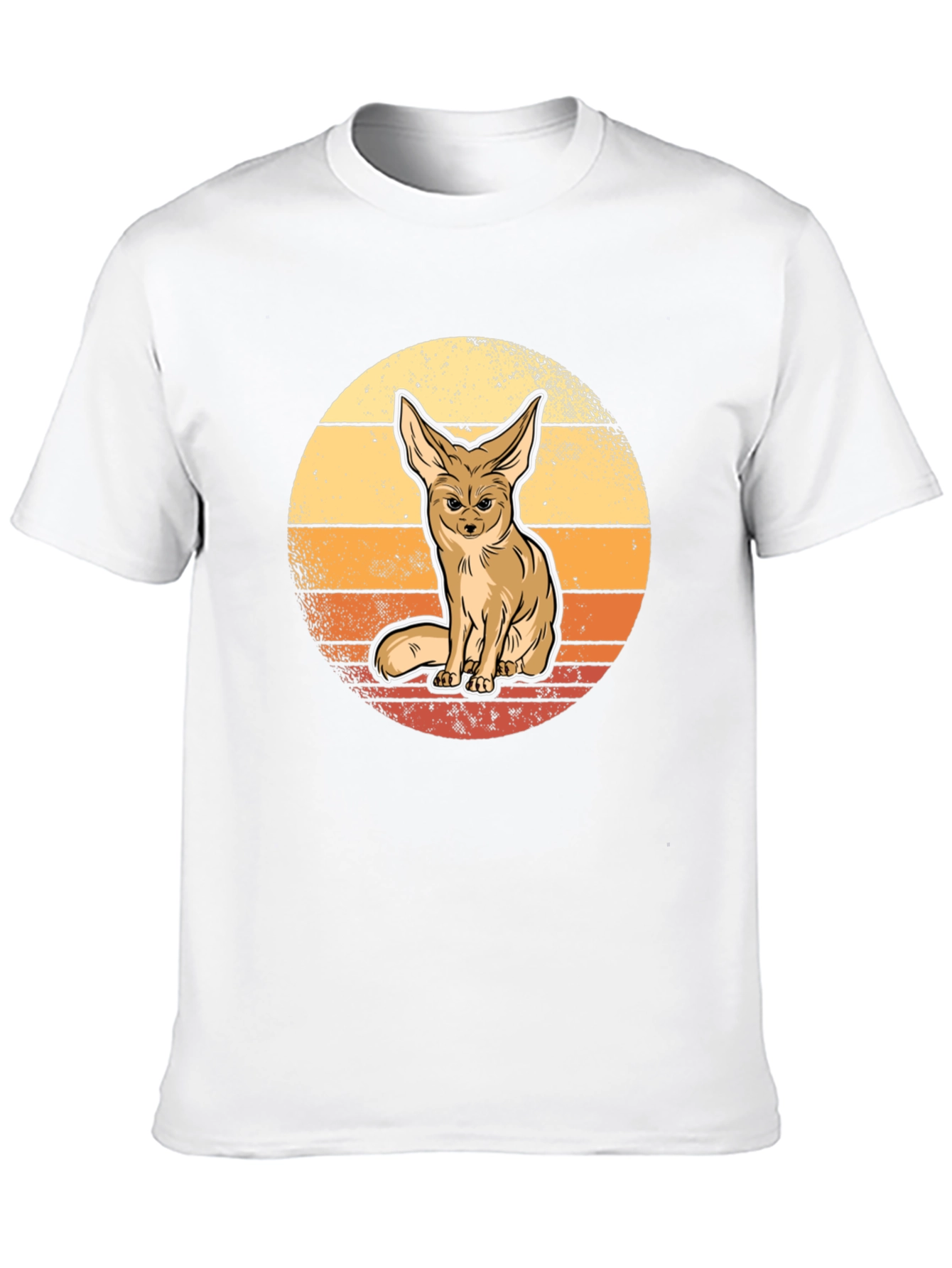 Fennec Fox Sunset Graphic Tee - Black Cotton Blend