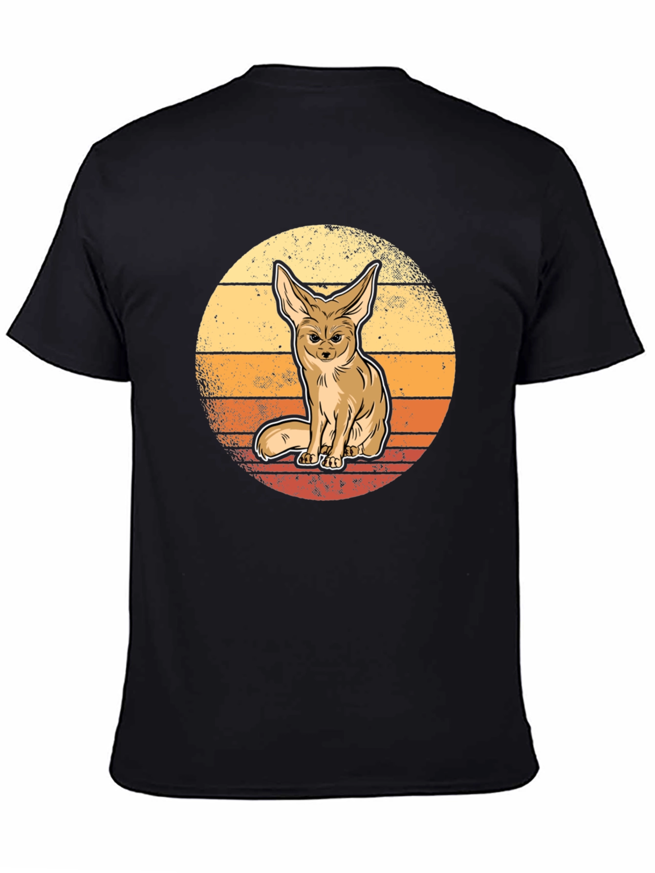 Fennec Fox Sunset Graphic Tee - Black Cotton Blend