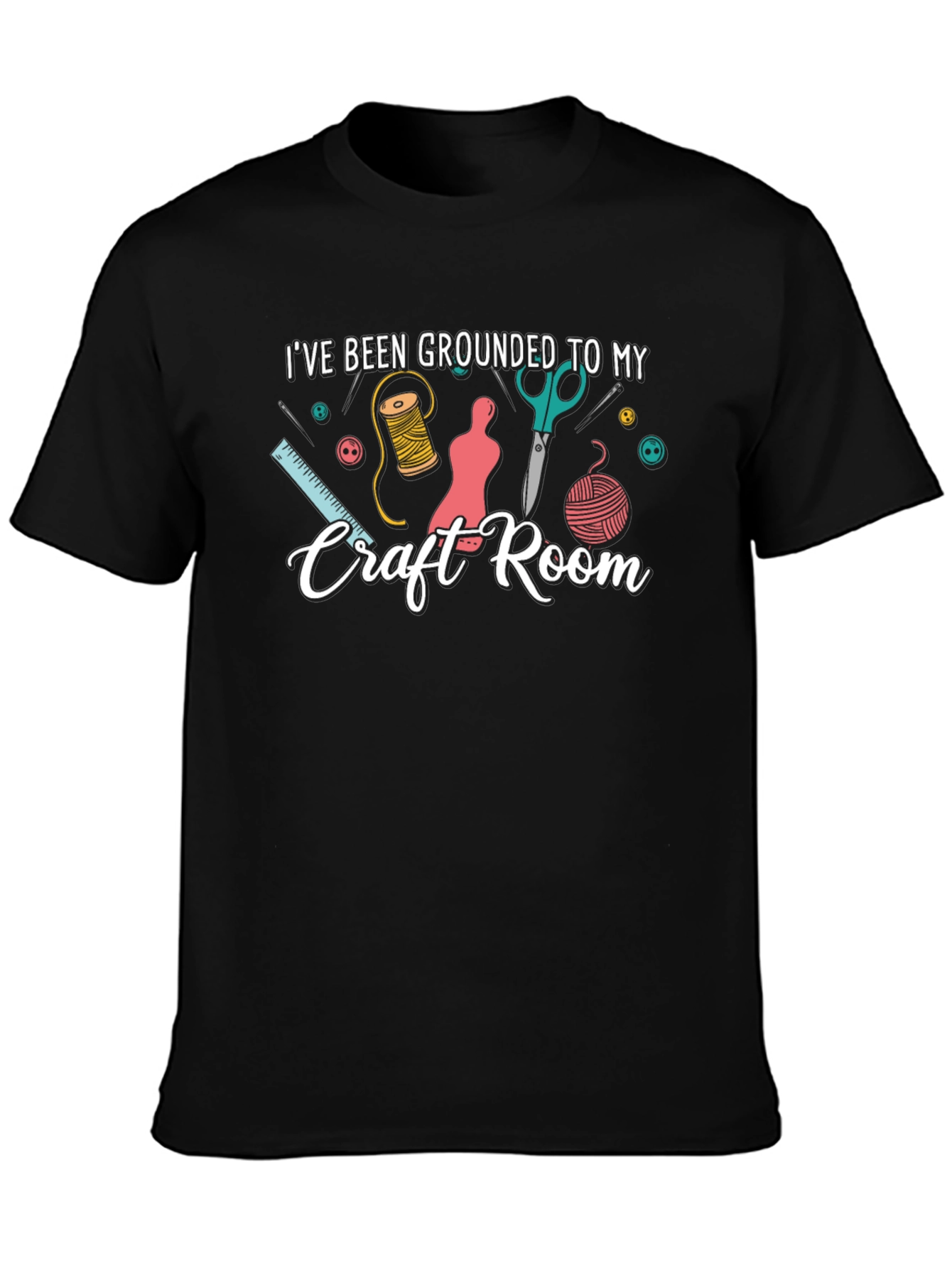 Grounded to My Craft Room Black T-Shirt