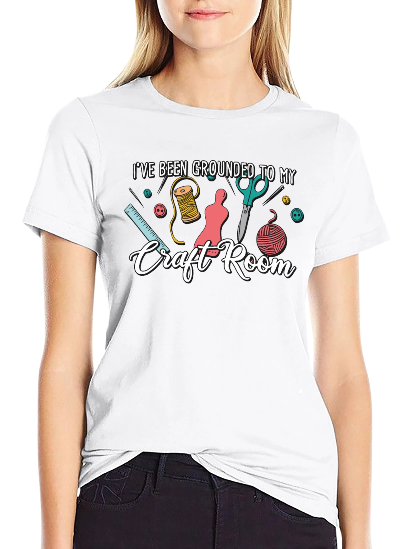 Grounded to My Craft Room Black T-Shirt