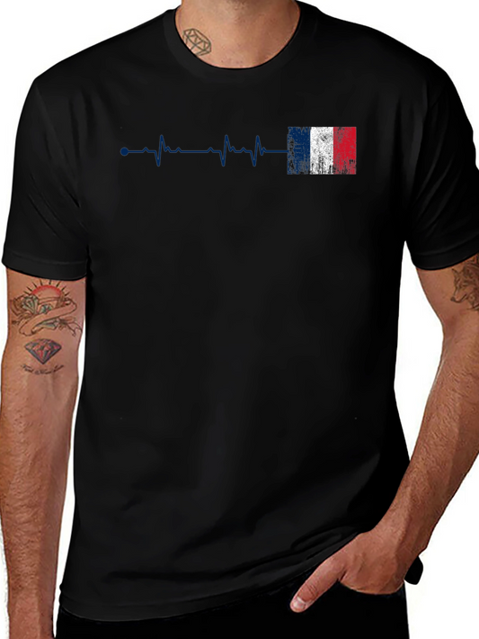France Flag Heartbeat Graphic T-Shirt