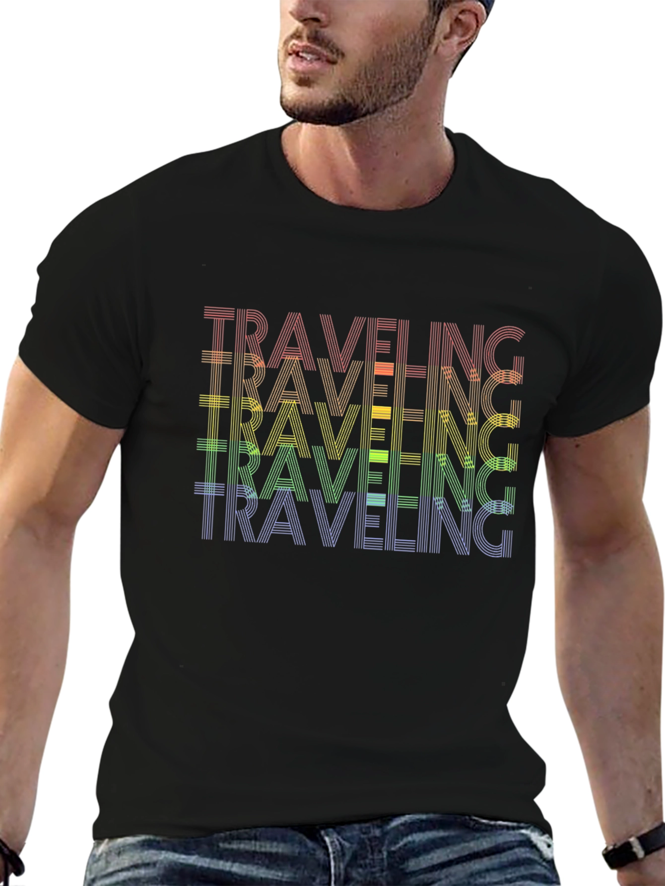 Rainbow Traveling Graphic Tee - Black