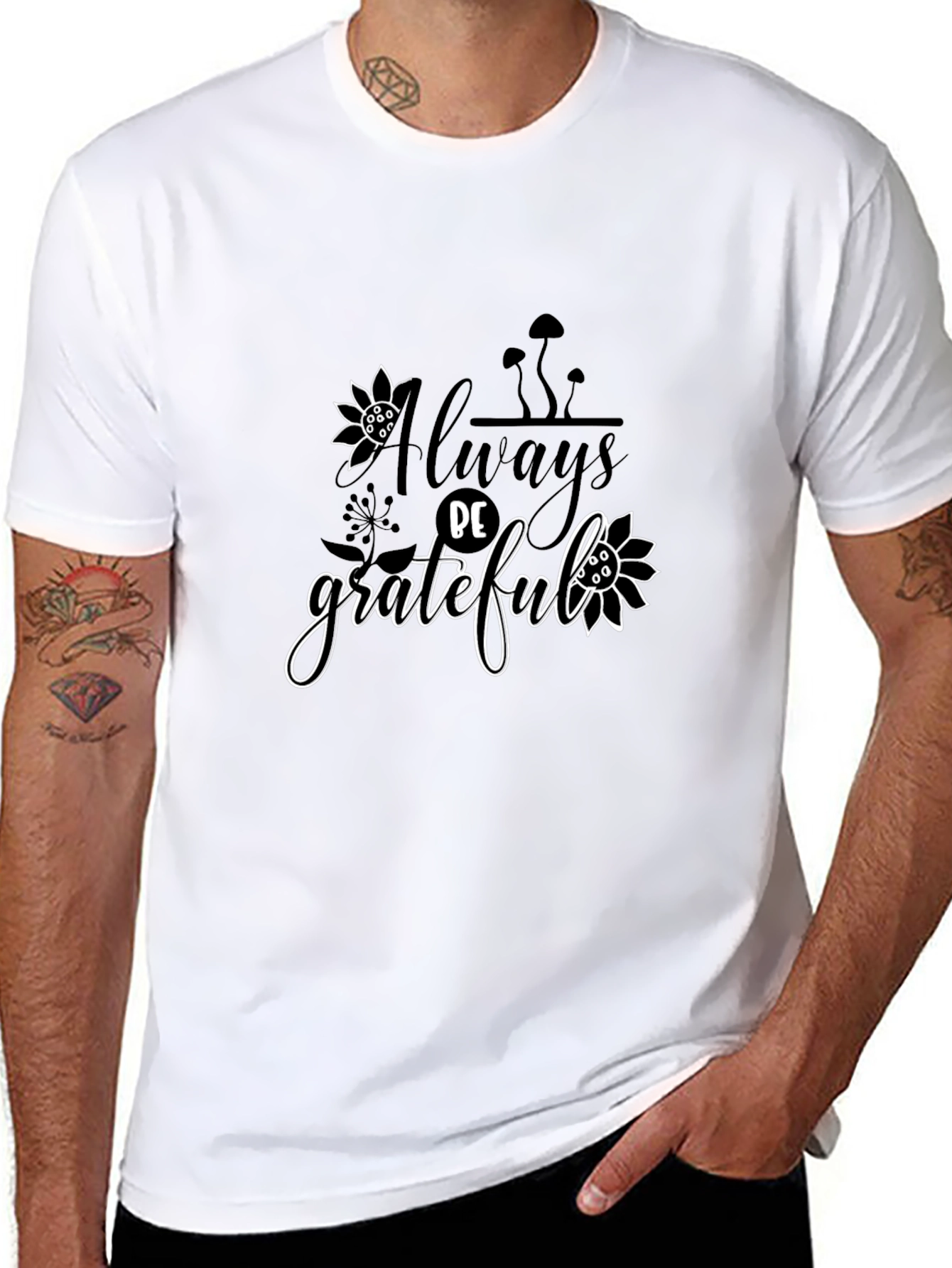 Always Be Grateful Graphic Black T-Shirt