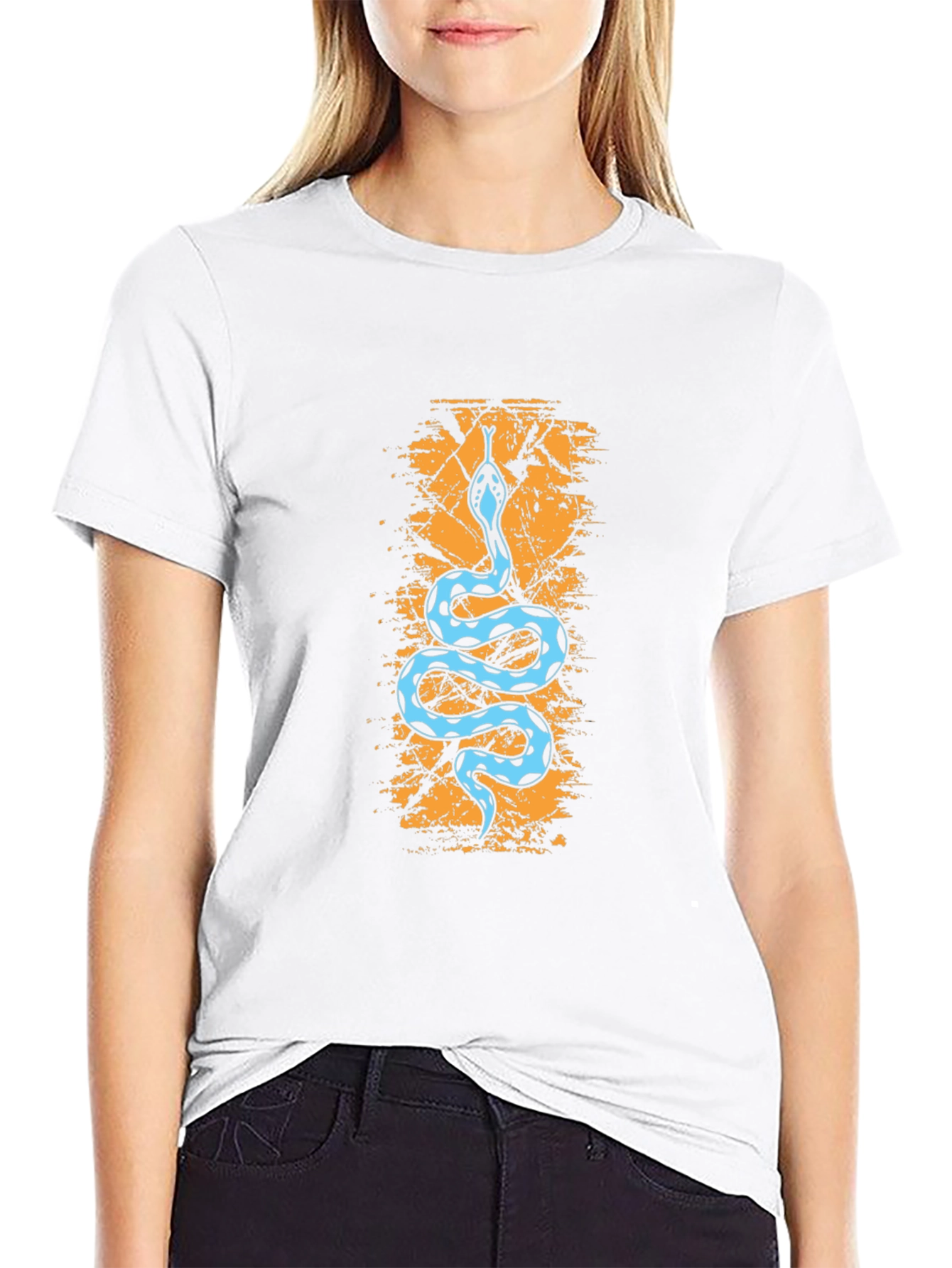 Snake Print Black T-Shirt - Unique Graphic Tee