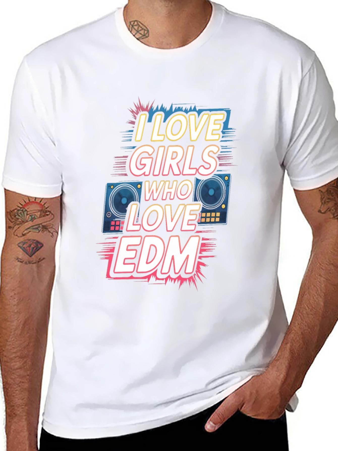 I Love Girls Who Love EDM Black T-Shirt