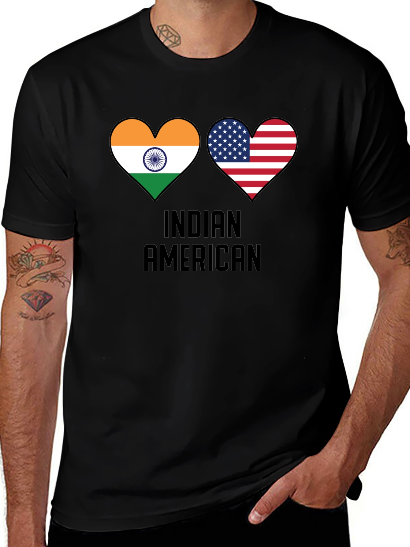 Indian American Flag Heart T-Shirt