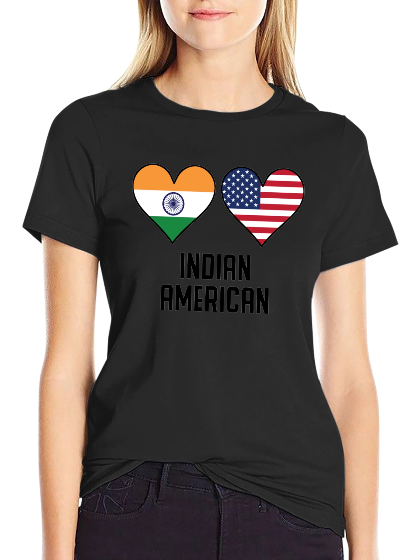 Indian American Flag Heart T-Shirt