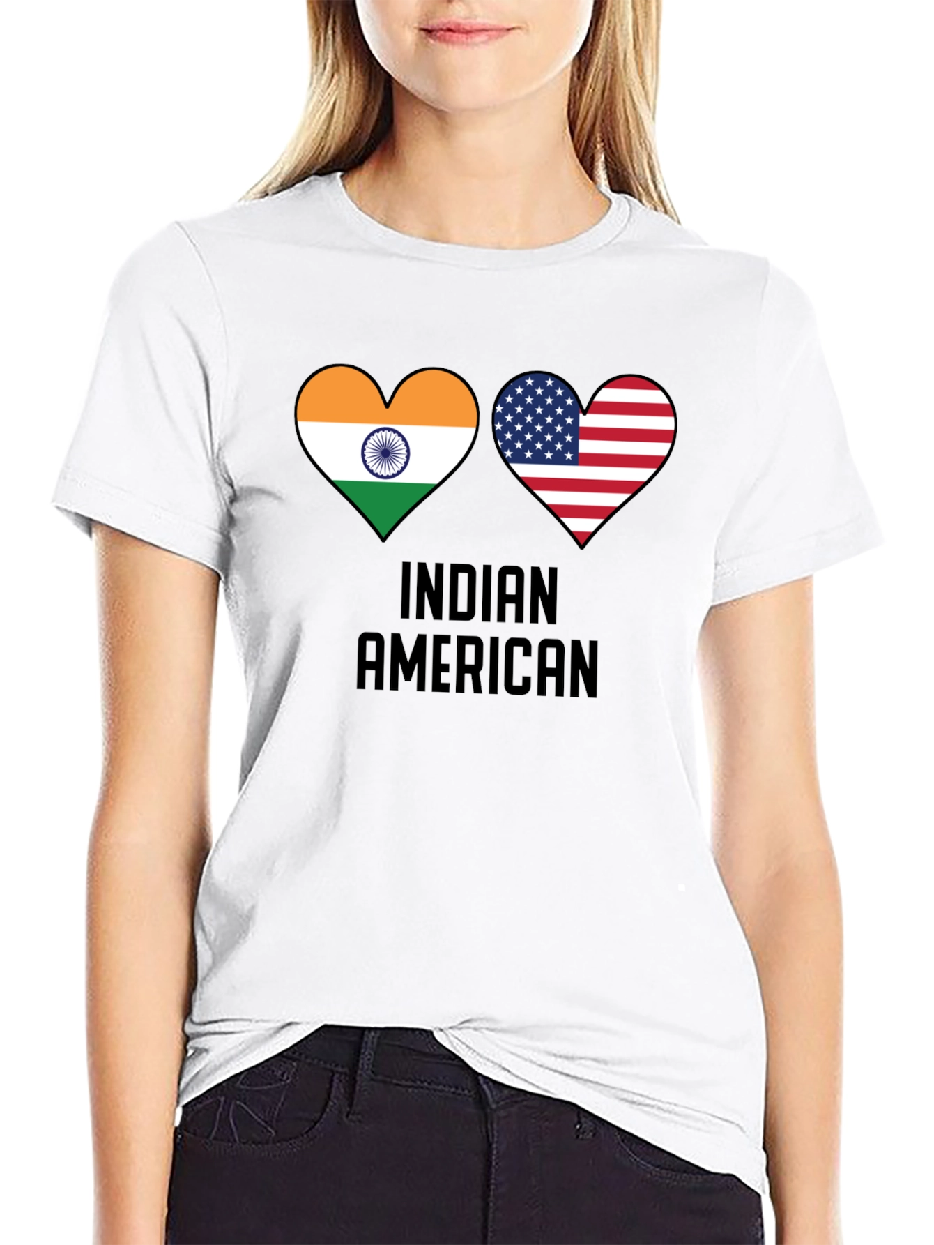 Indian American Flag Heart T-Shirt