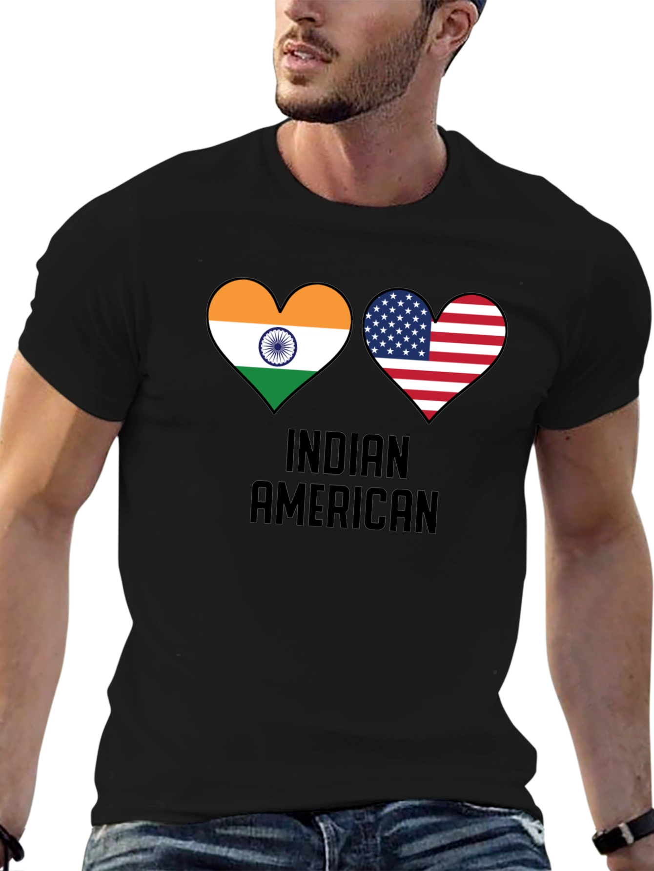 Indian American Flag Heart T-Shirt