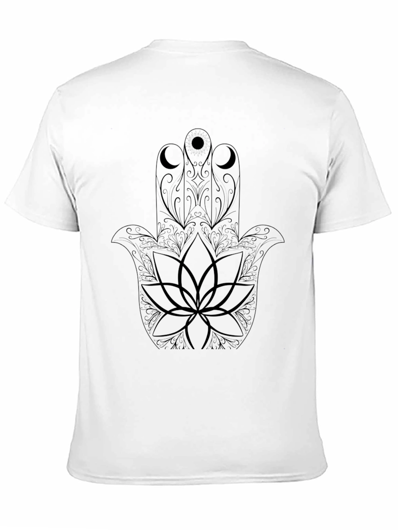 Hamsa Hand Lotus Graphic Tee - Black