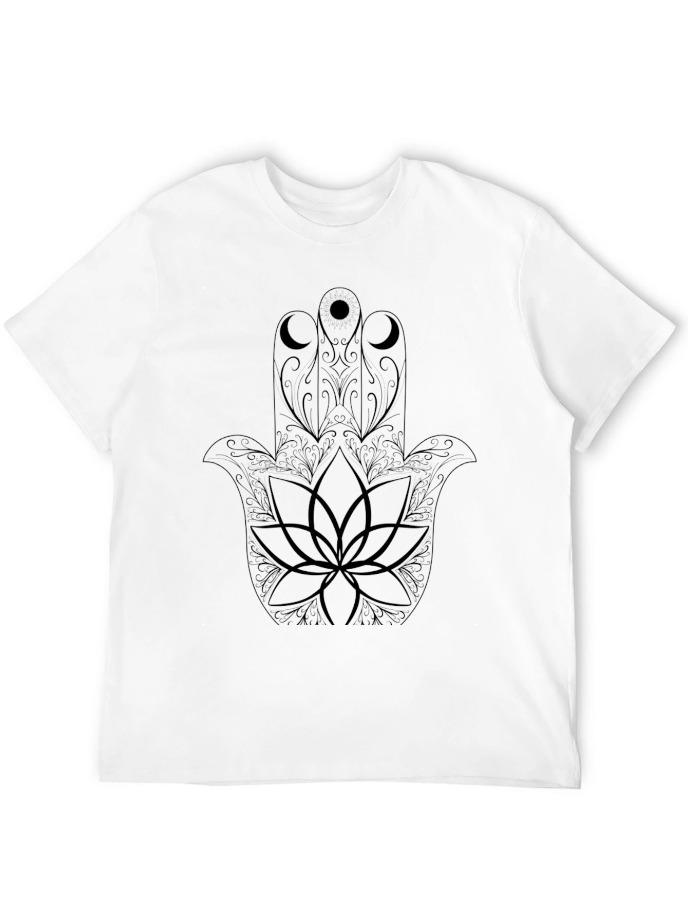 Hamsa Hand Lotus Graphic Tee - Black