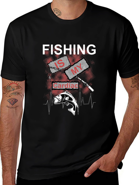 Fishing Is My Cardiac Rhythm Black T-Shirt
