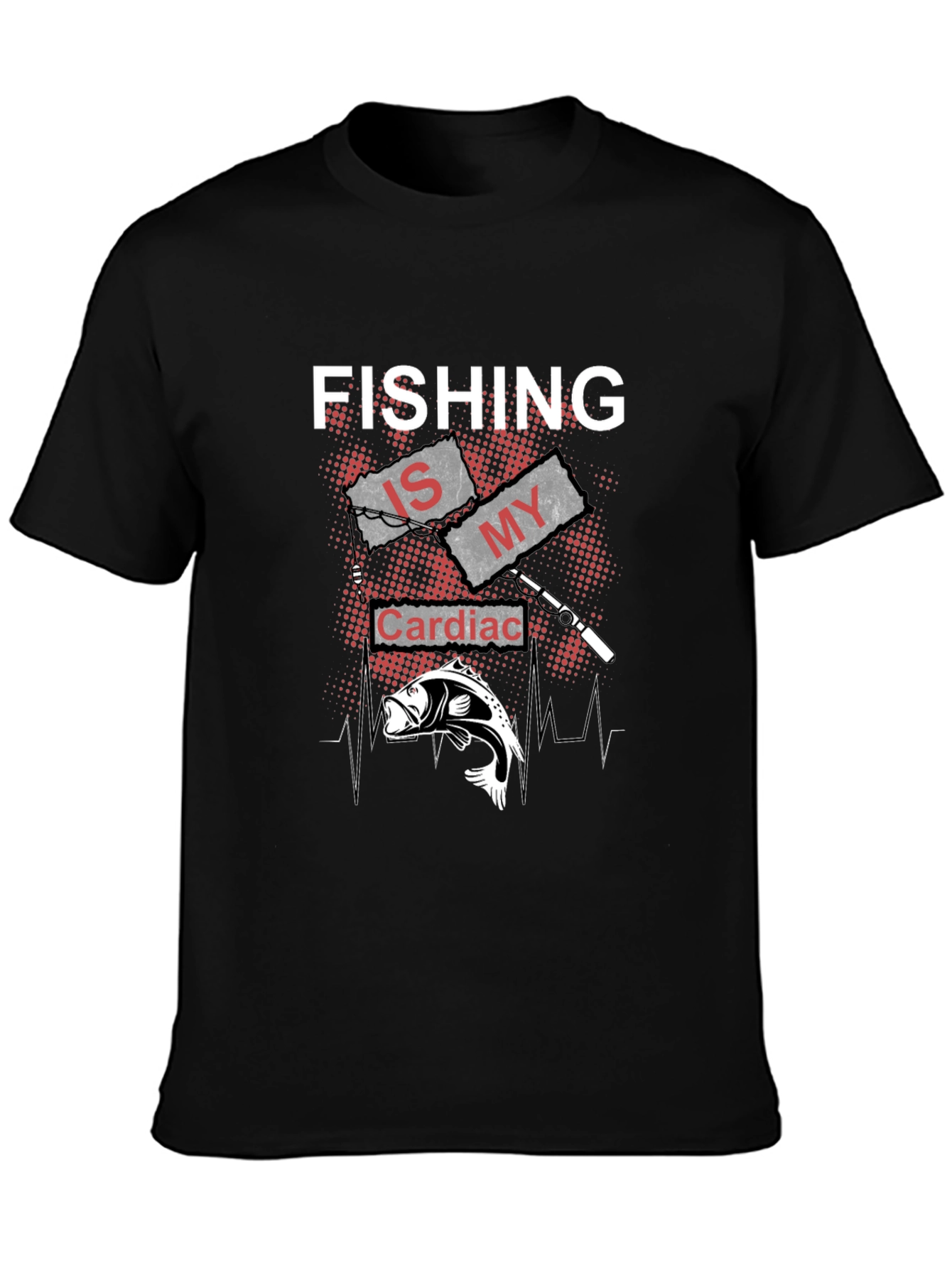 Fishing Is My Cardiac Rhythm Black T-Shirt