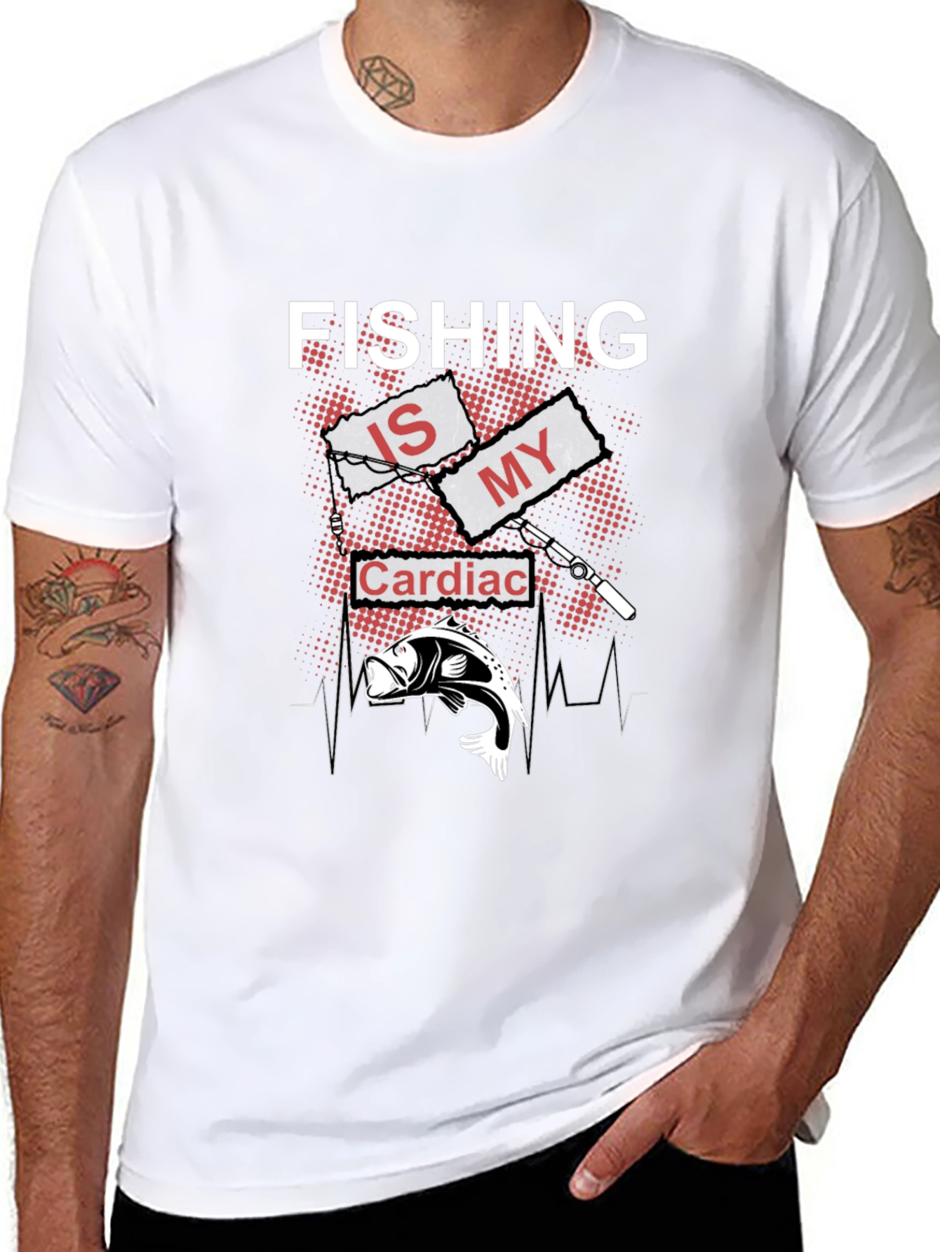 Fishing Is My Cardiac Rhythm Black T-Shirt