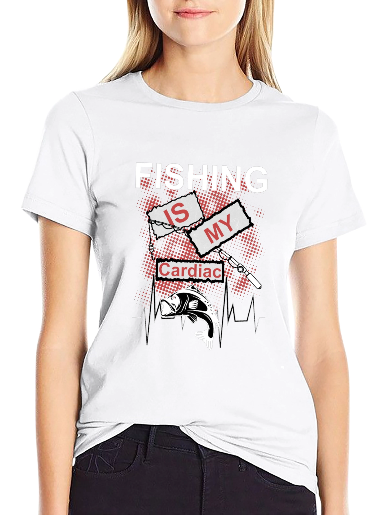 Fishing Is My Cardiac Rhythm Black T-Shirt