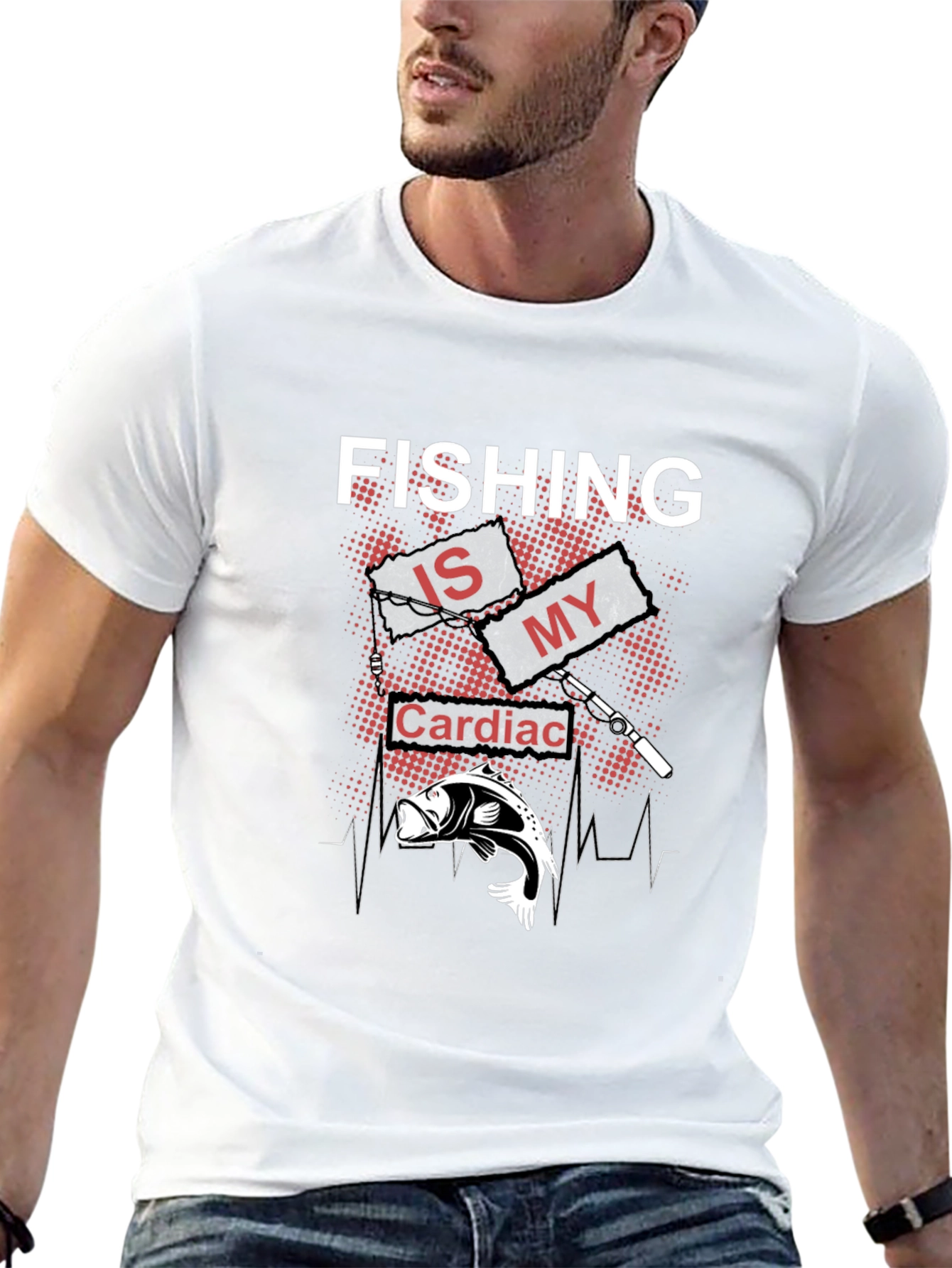 Fishing Is My Cardiac Rhythm Black T-Shirt