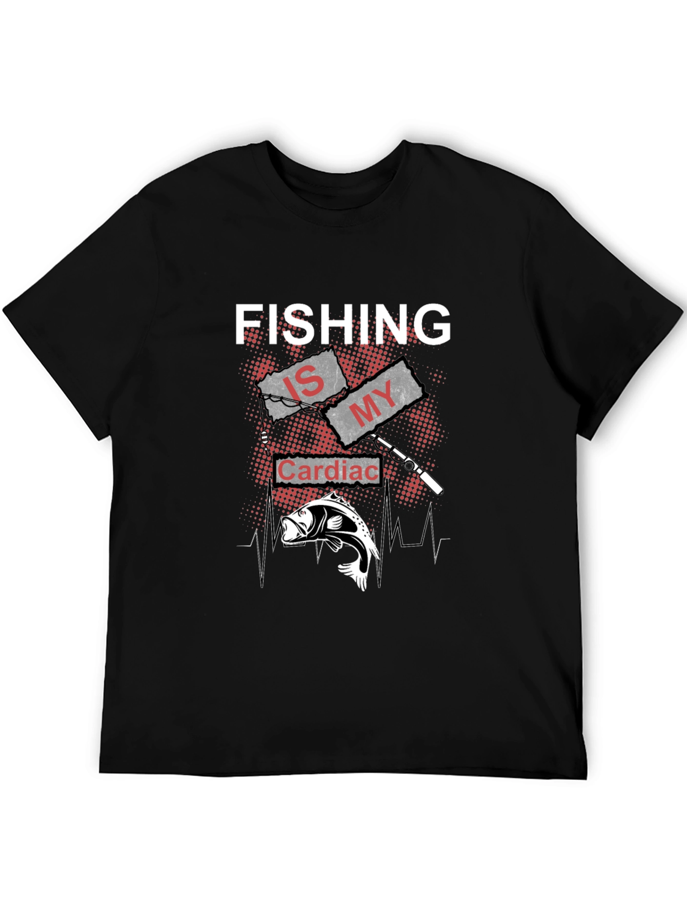 Fishing Is My Cardiac Rhythm Black T-Shirt