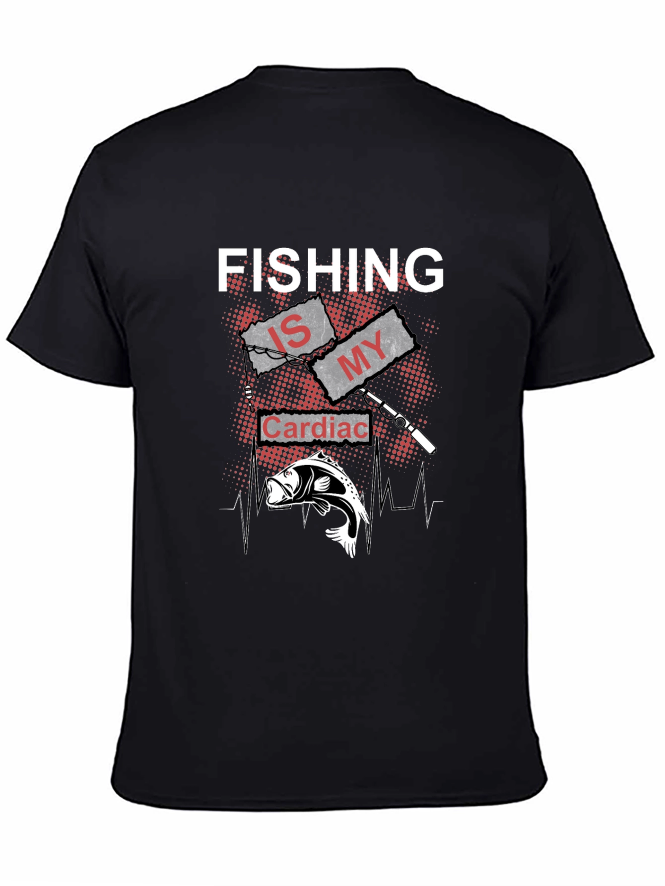 Fishing Is My Cardiac Rhythm Black T-Shirt