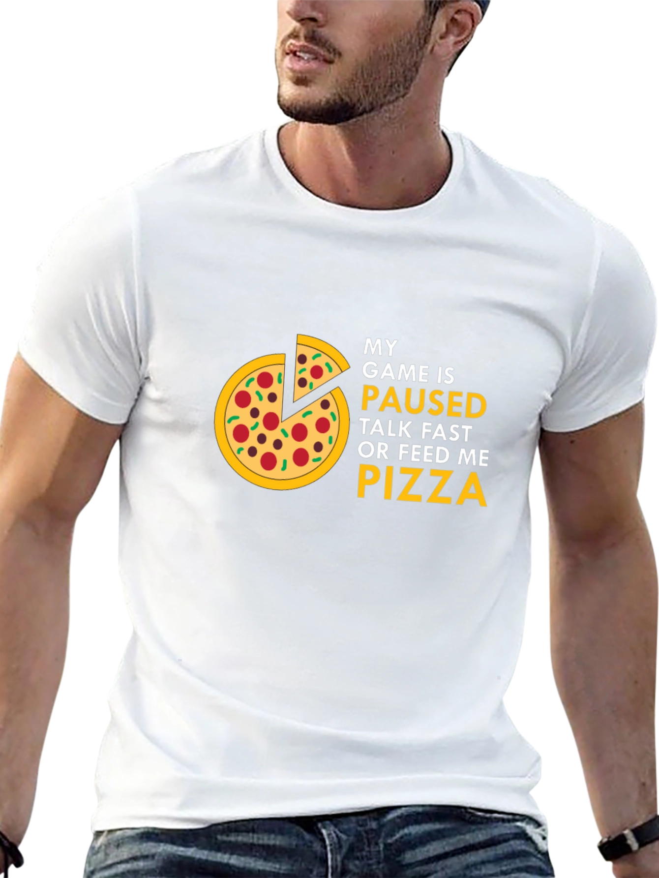 My Game is Paused Pizza Graphic T-Shirt