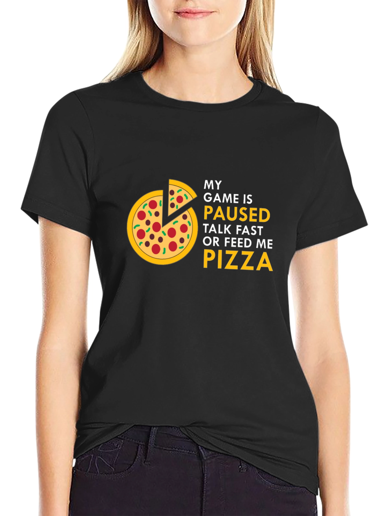 My Game is Paused Pizza Graphic T-Shirt