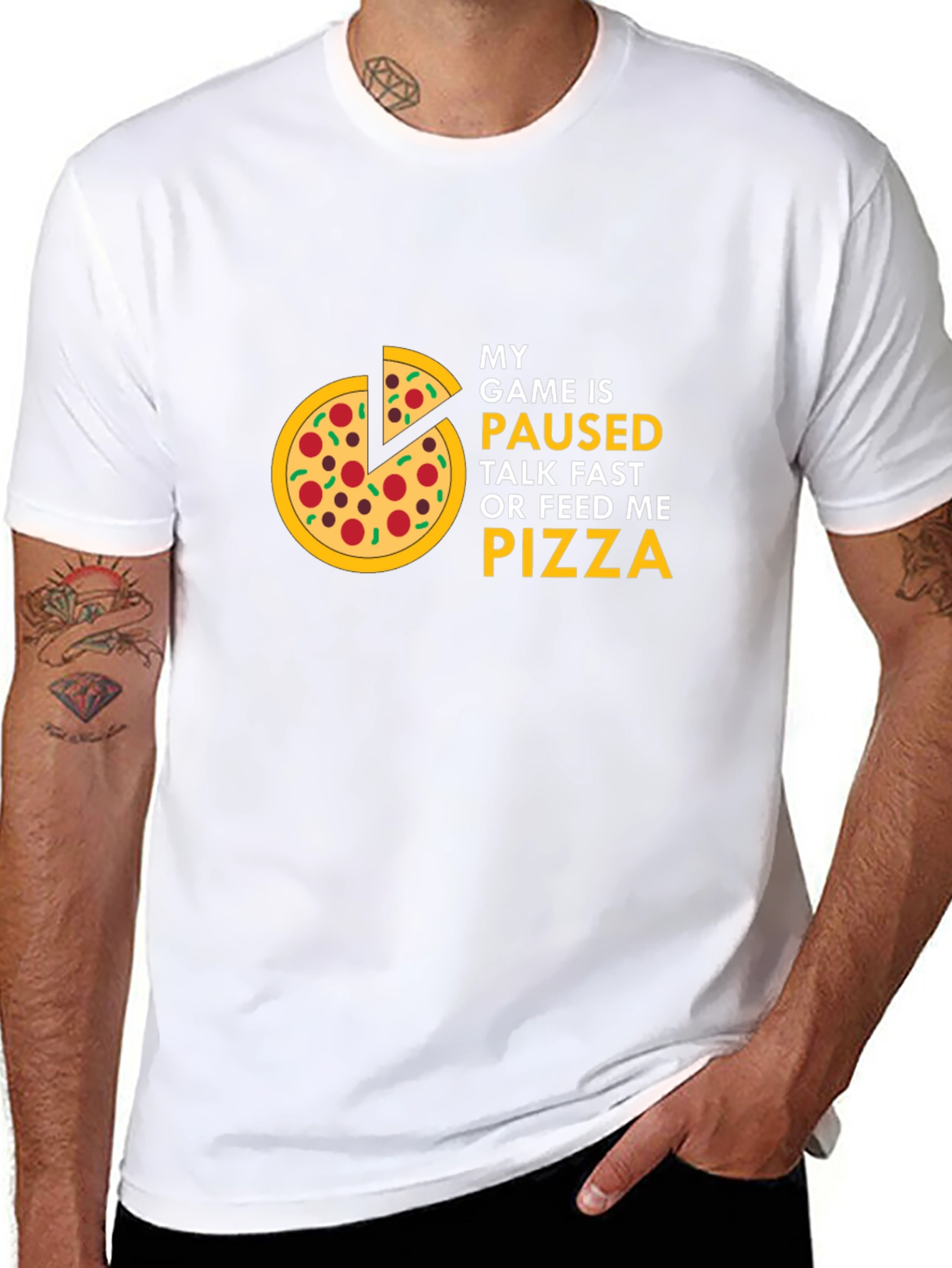 My Game is Paused Pizza Graphic T-Shirt
