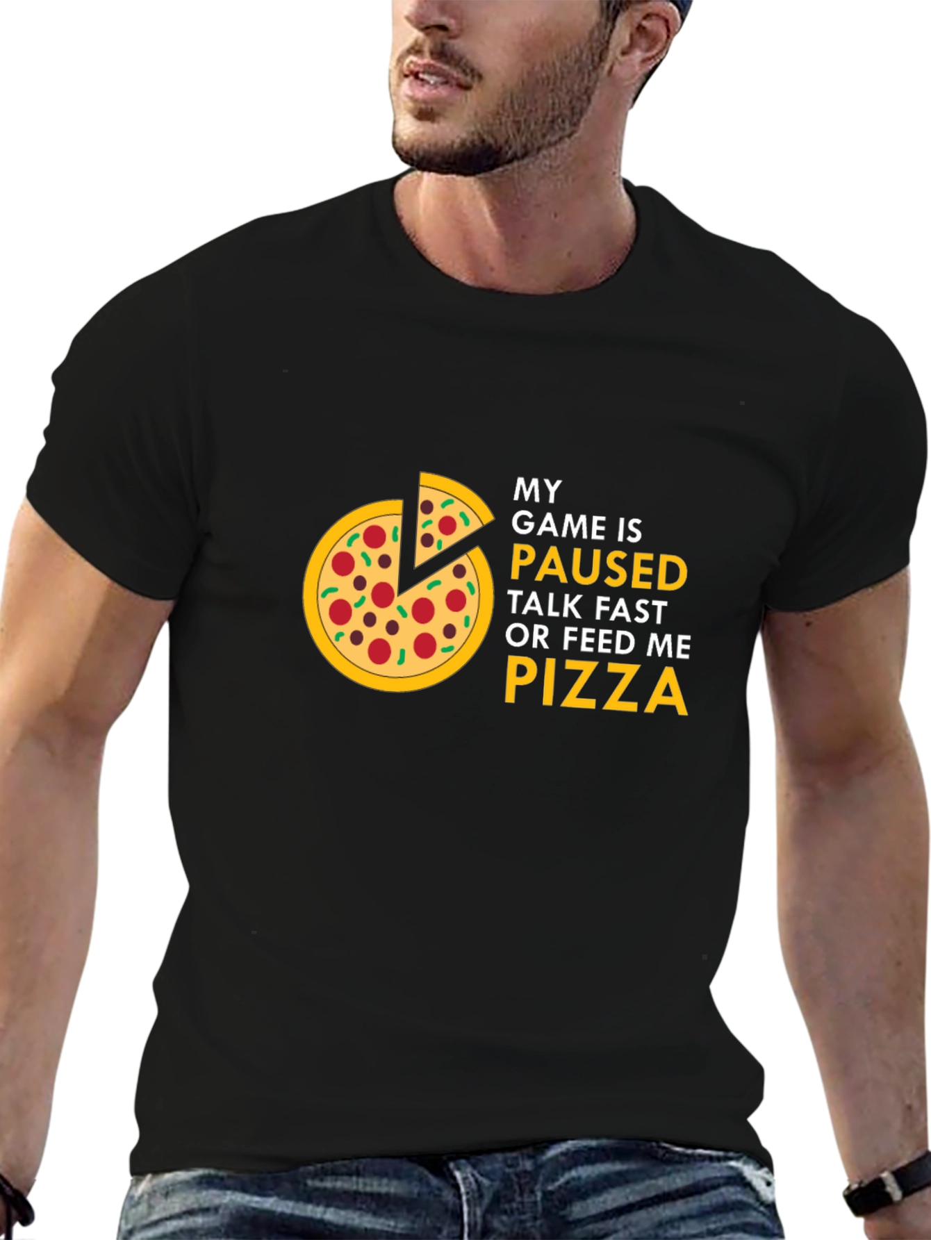 My Game is Paused Pizza Graphic T-Shirt