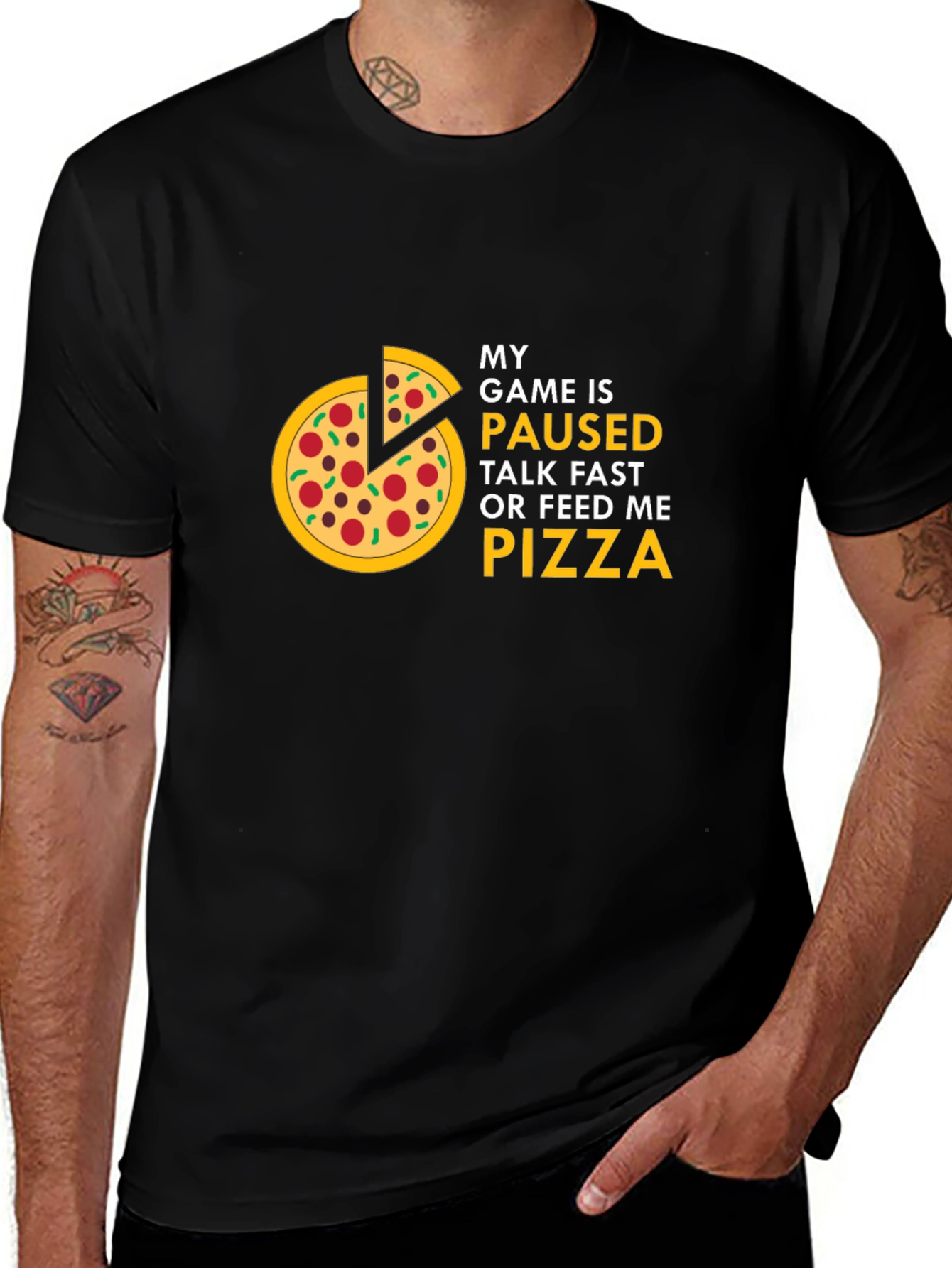 My Game is Paused Pizza Graphic T-Shirt