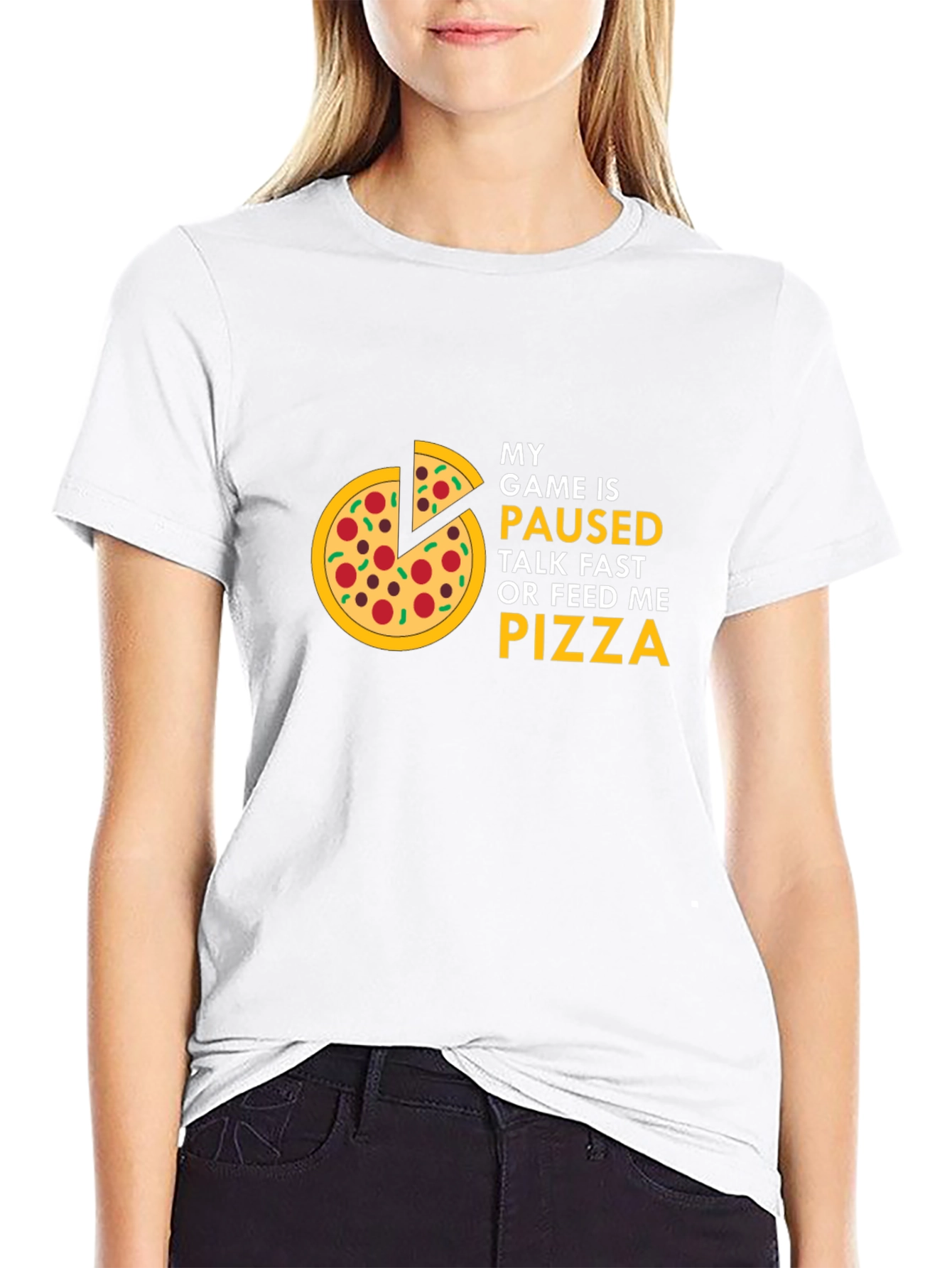 My Game is Paused Pizza Graphic T-Shirt