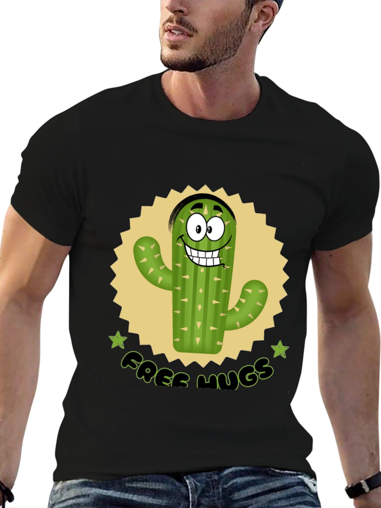 Funny Cactus Free Hugs Graphic T-Shirt