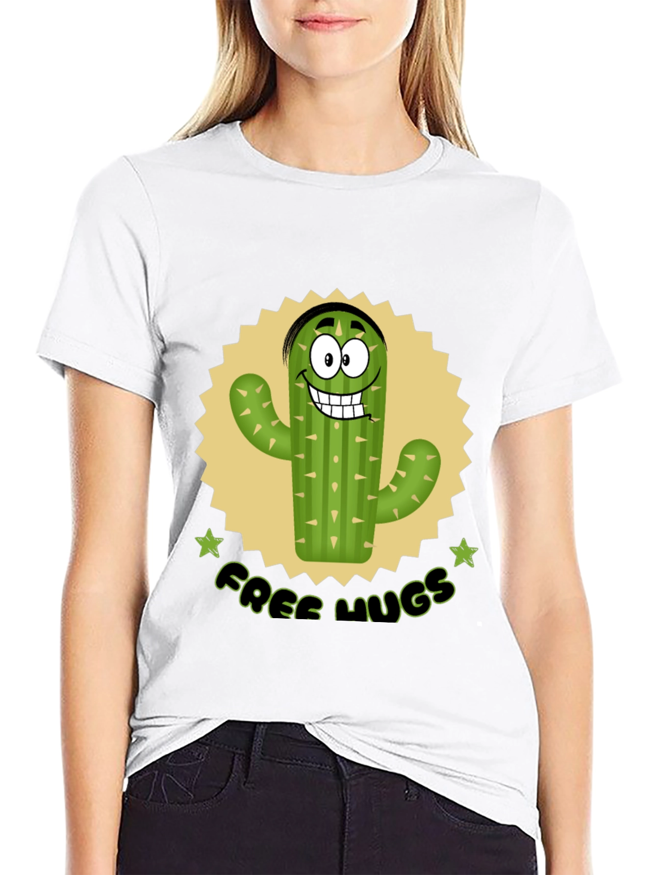 Funny Cactus Free Hugs Graphic T-Shirt
