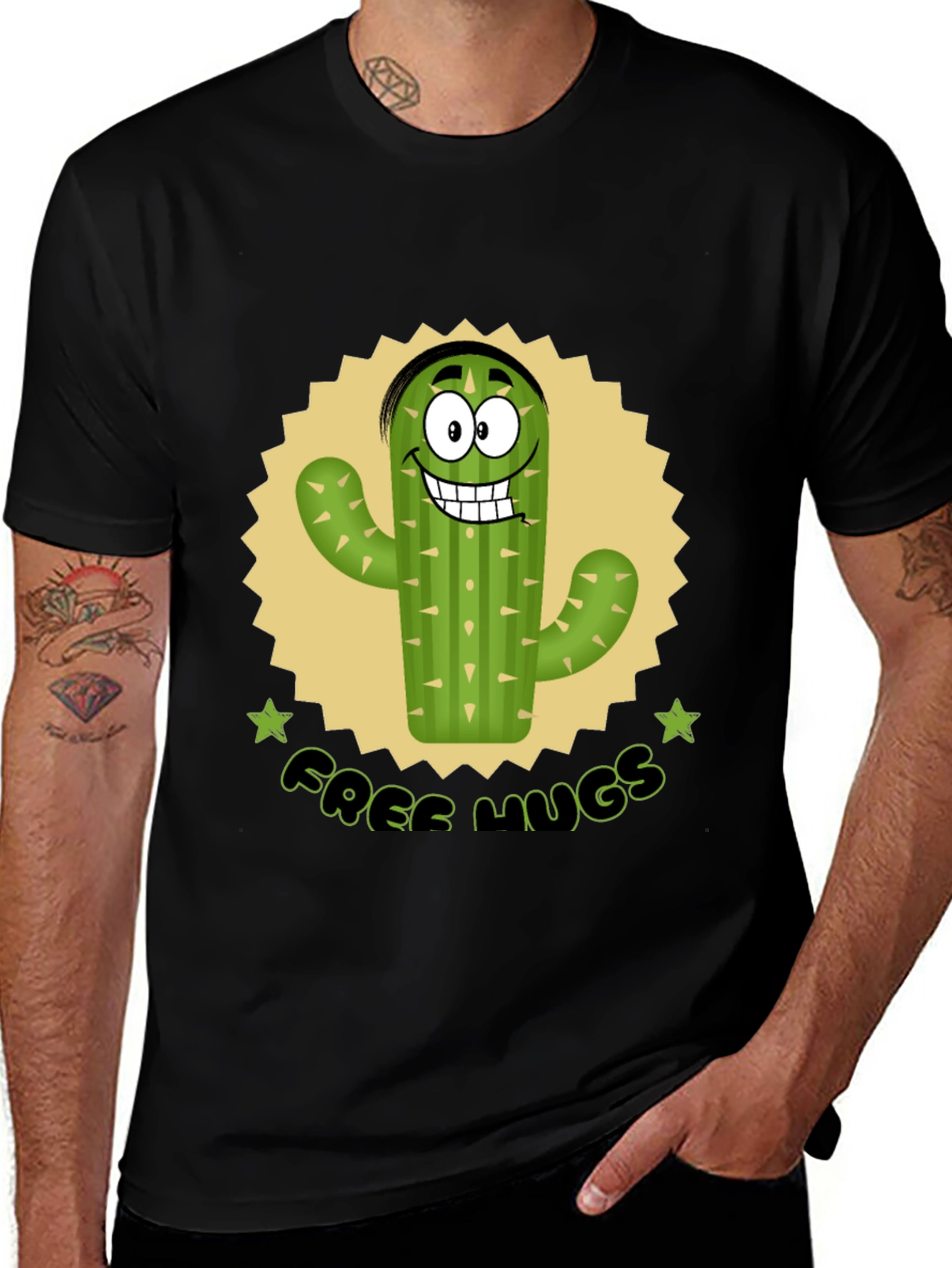 Funny Cactus Free Hugs Graphic T-Shirt