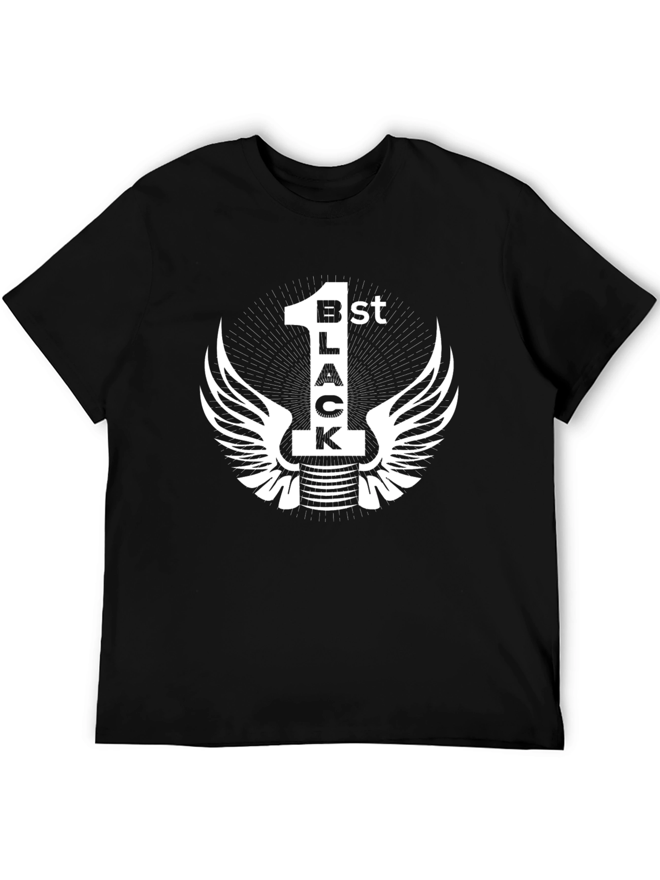 1st Black T-Shirt - Winged Design