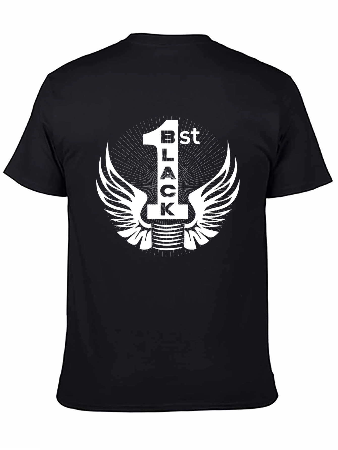 1st Black T-Shirt - Winged Design