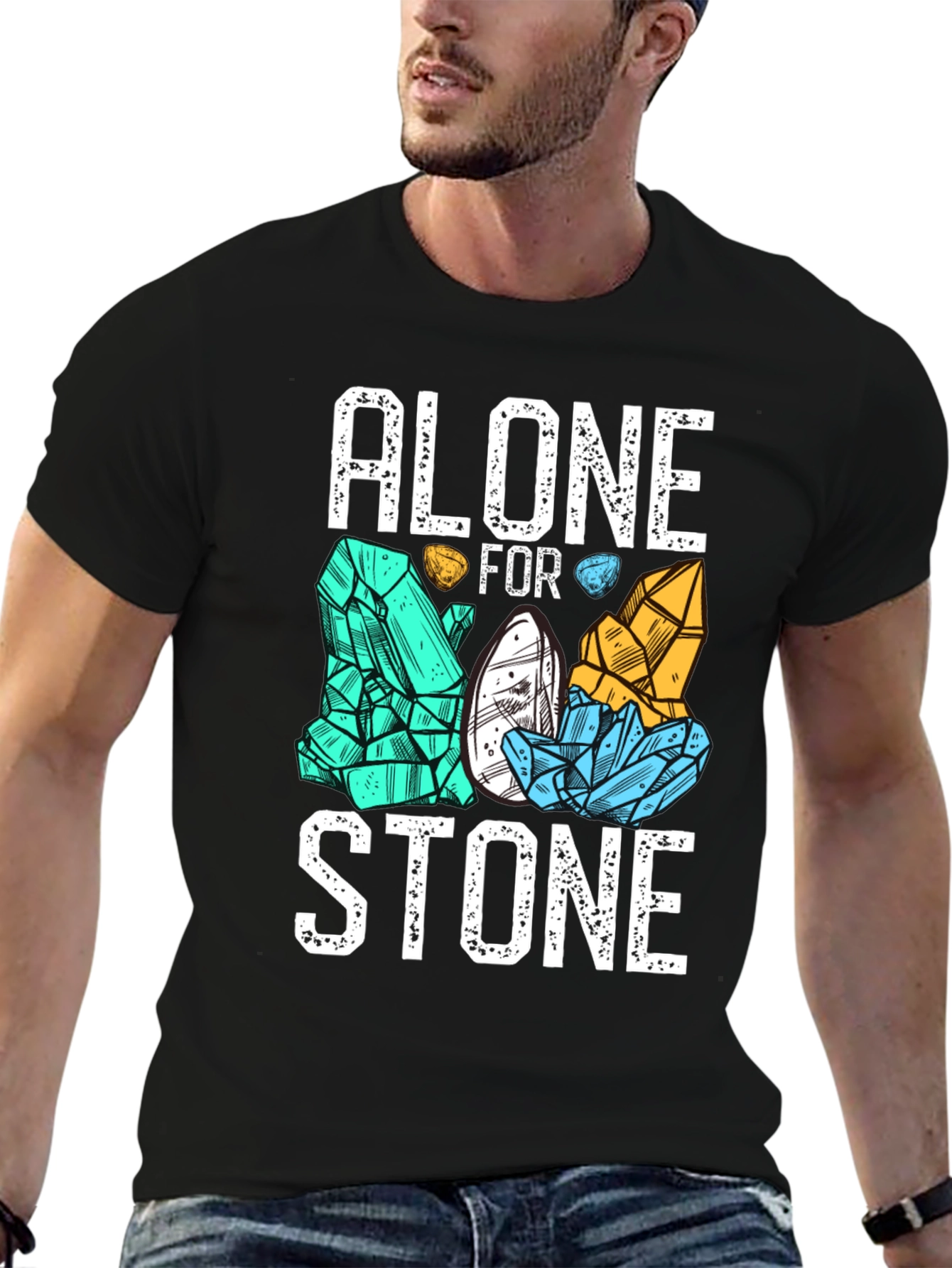 Alone for Stone Mens Graphic T-Shirt - Black