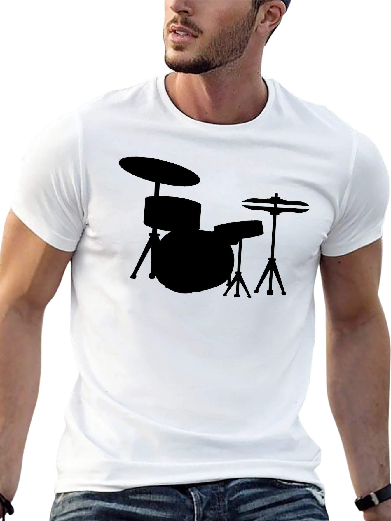 Black Drum Kit Silhouette T-Shirt